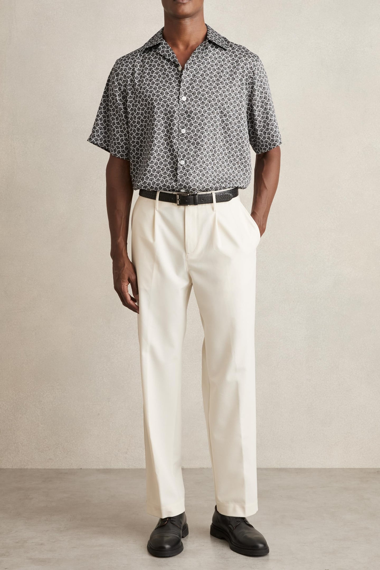 SS GEO WAVE PRINTED CUBAN SHIRT BLACK/WHITE 2