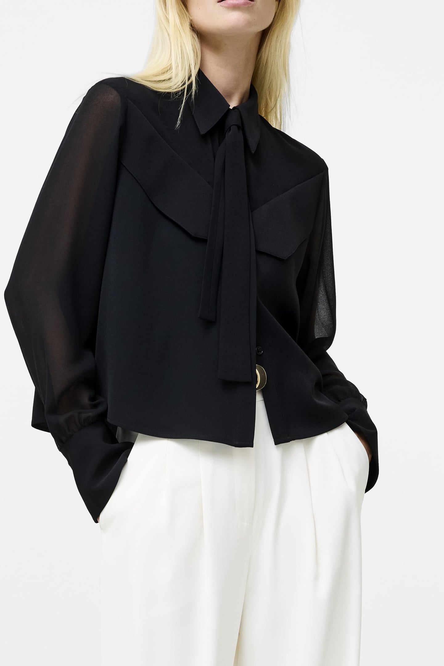 AREZZO NECK TIE SHIRT BLACK 1