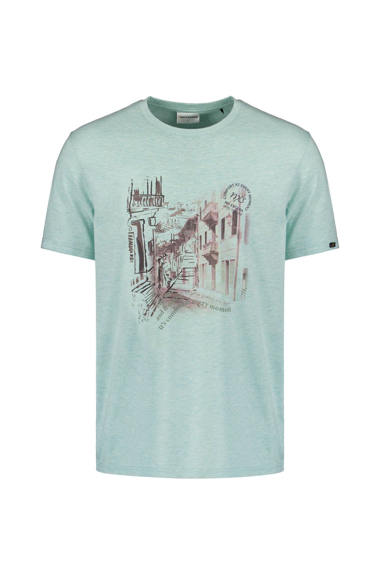 T-SHIRT CREWNECK MELANGE CHEST PRINT ICE 2