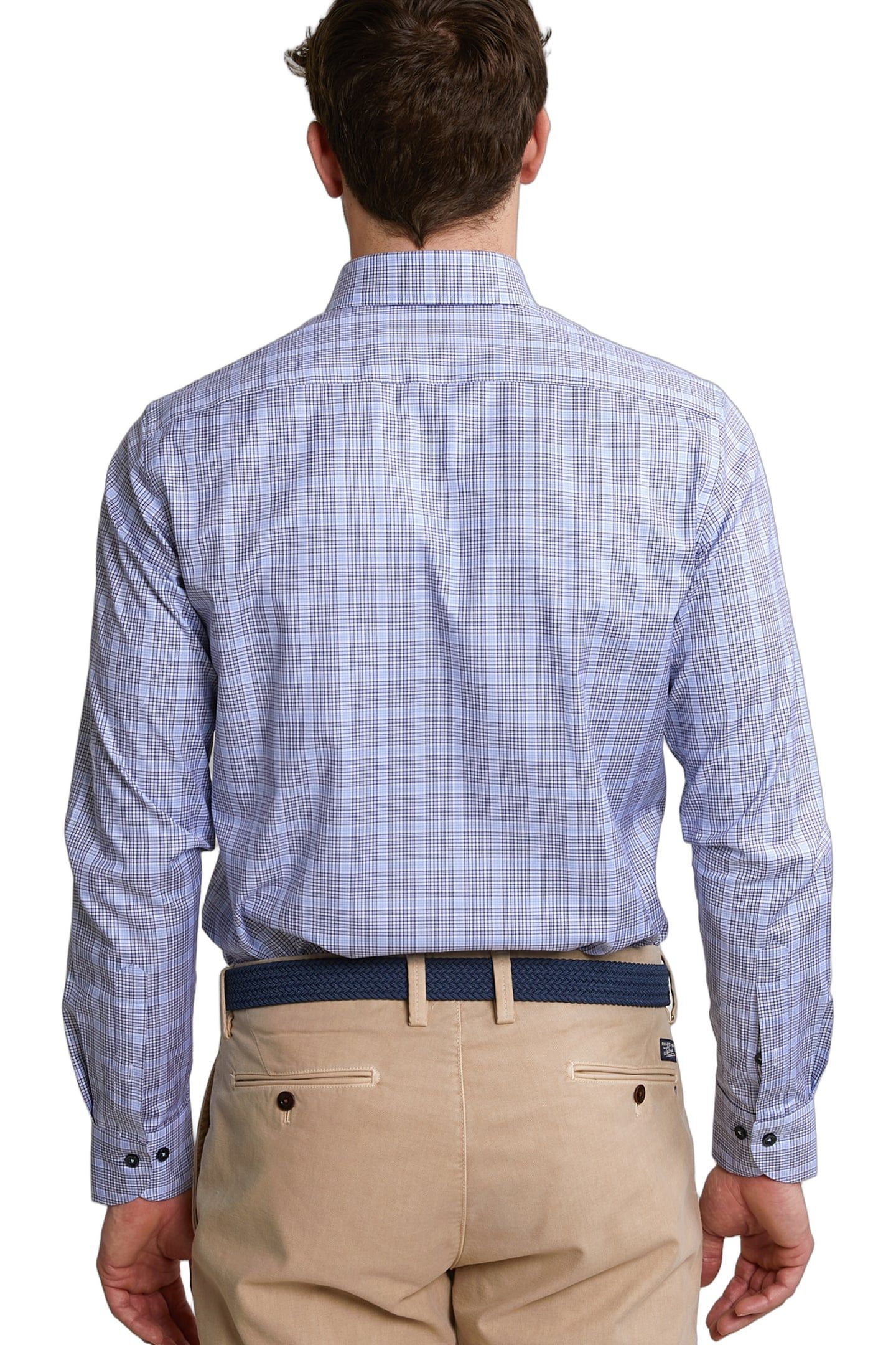 CUSTOM FIT CHECKED SHIRT BLUE 3