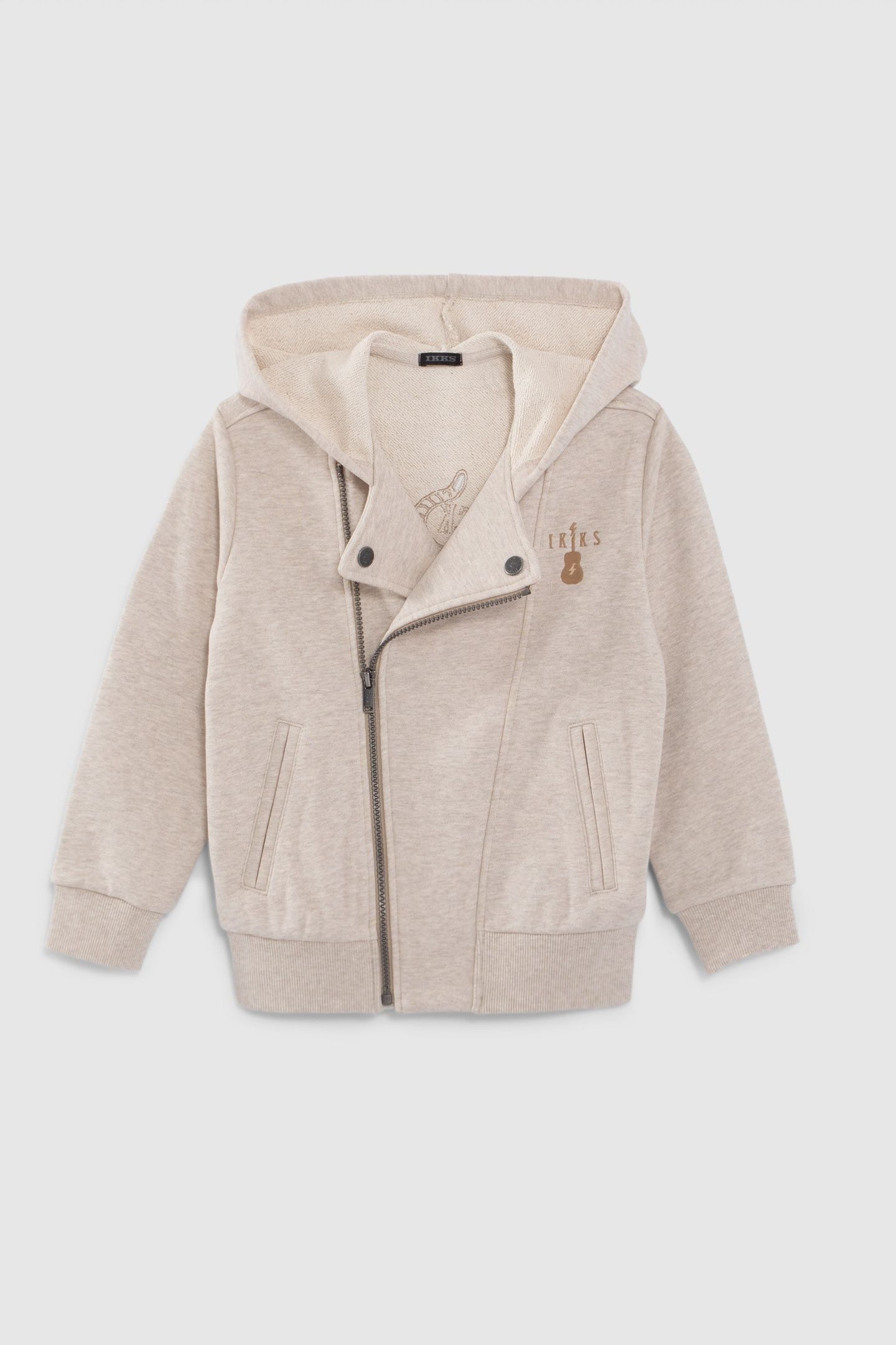 BOYS' BEIGE BIKER-STYLE CARDIGAN WITH EMBROIDERED BACK 2
