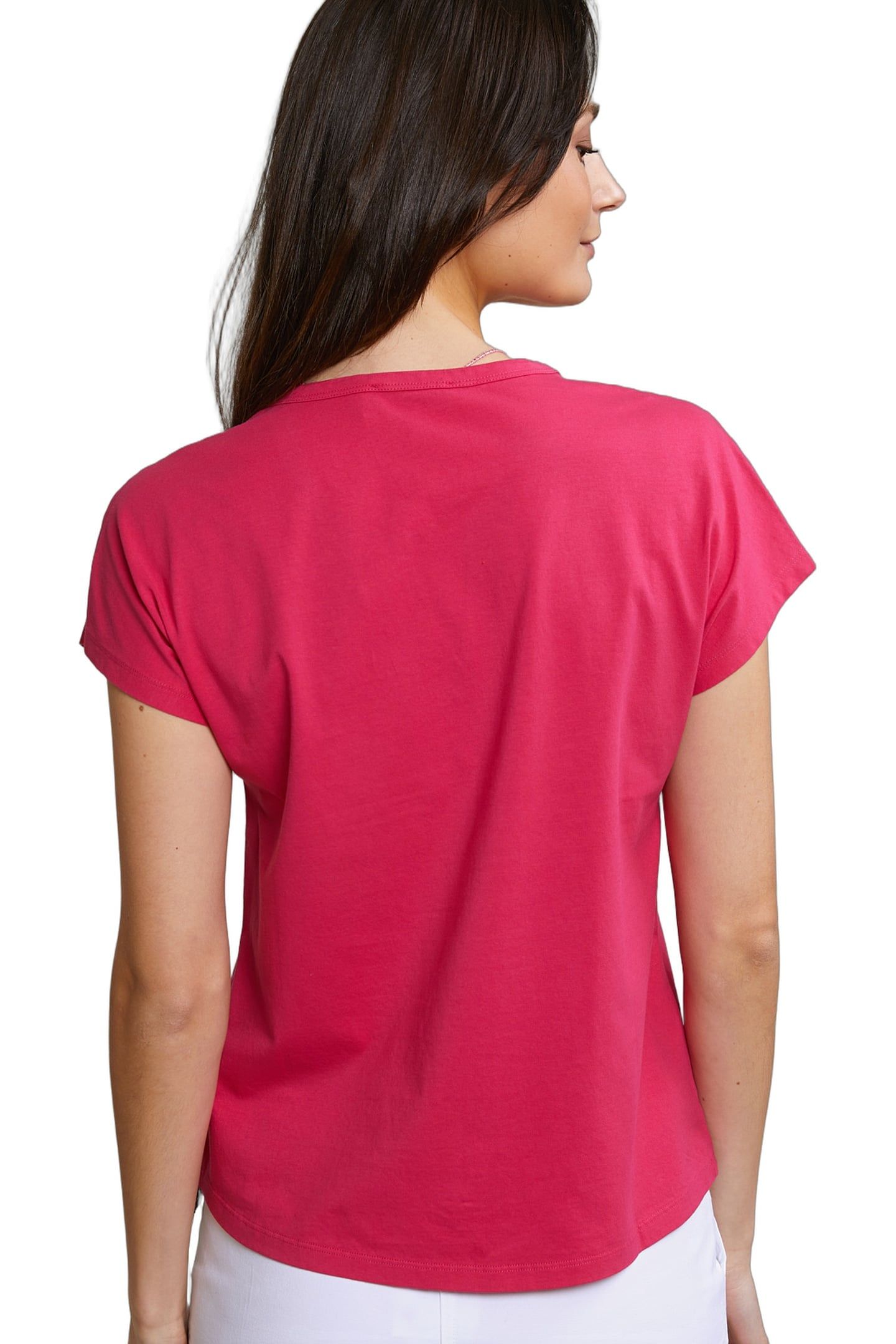 FUCHSIA SLEEVELESS V-NECK T-SHIRT 4