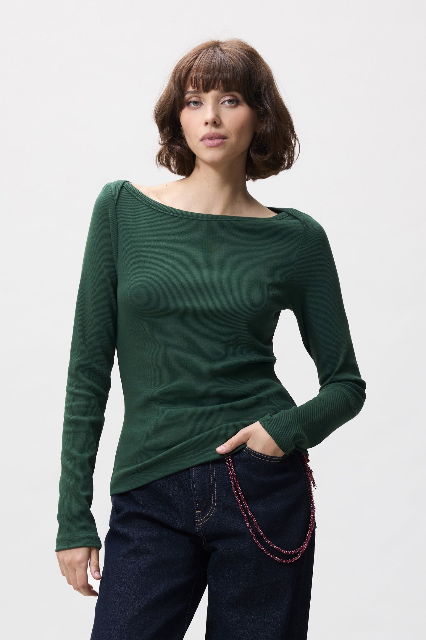 BOATNECK RIB LONG SLEEVE PINE FOREST 2