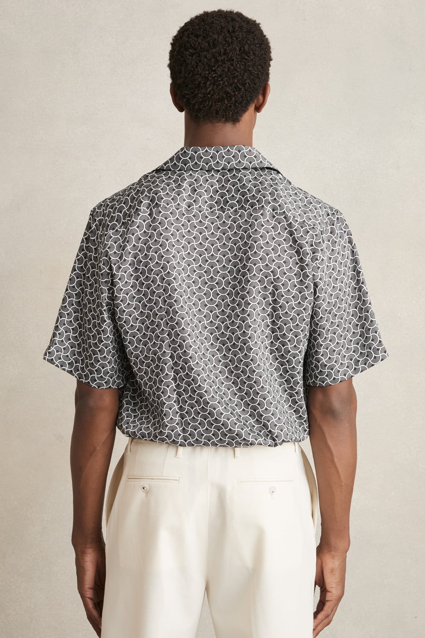 SS GEO WAVE PRINTED CUBAN SHIRT BLACK/WHITE 3