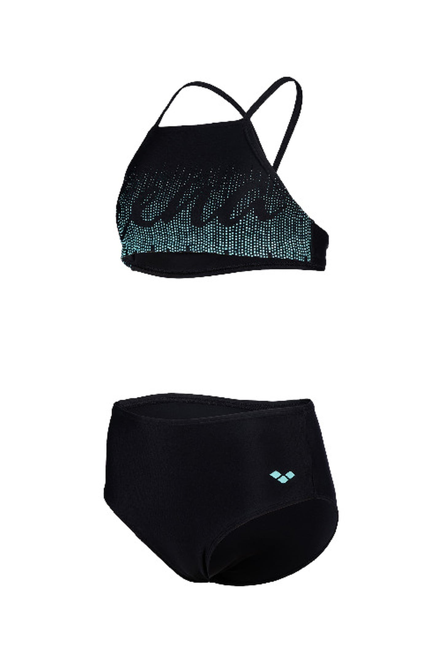GIRLS' GRAPHIC SWIMSUIT BIKINI CRO BLACK 5