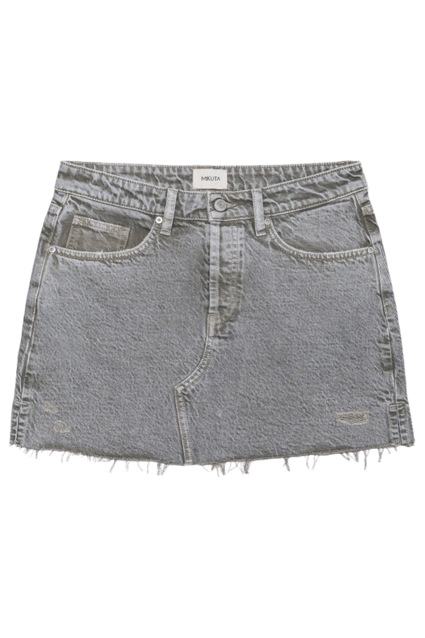 THE KHAKI FADED SLIT DENIM SKIRT GREEN 3