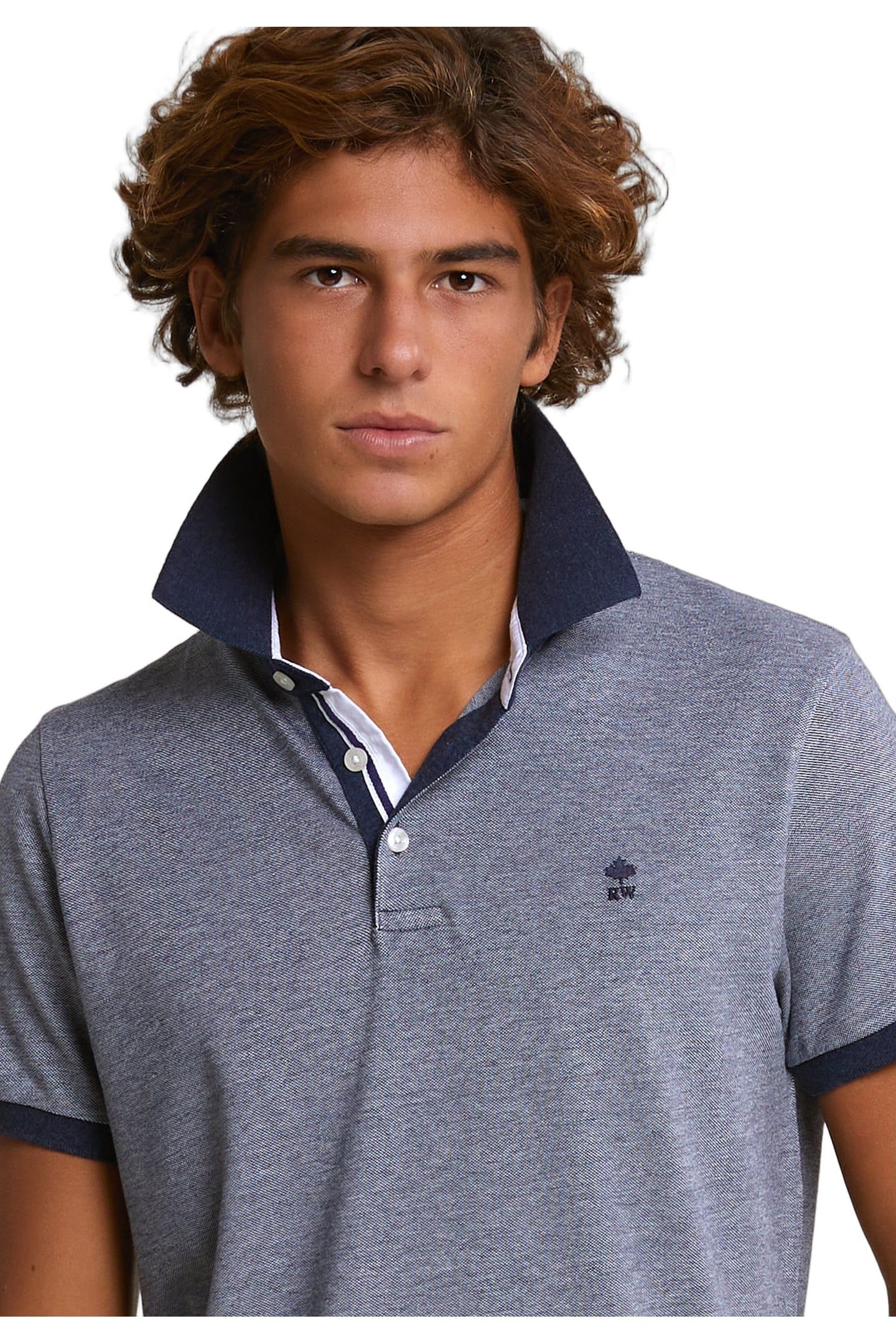 CUSTOM FIT SILKY COTTON STRETCH POLO NIGHT BLUE MIX 4