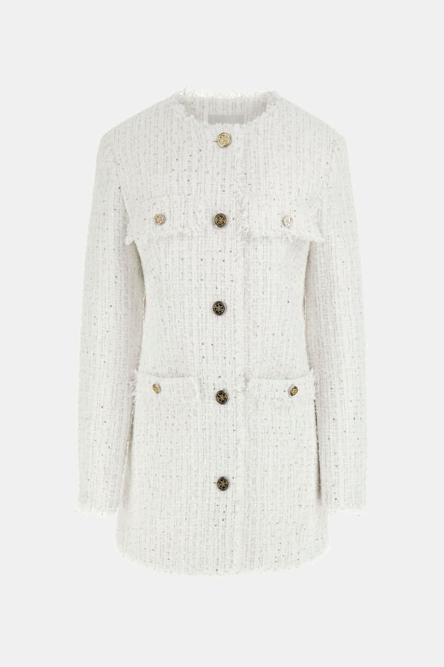 GUESS ECO NOELIE TWEED JACKET CREAM WHITE MULTI 9