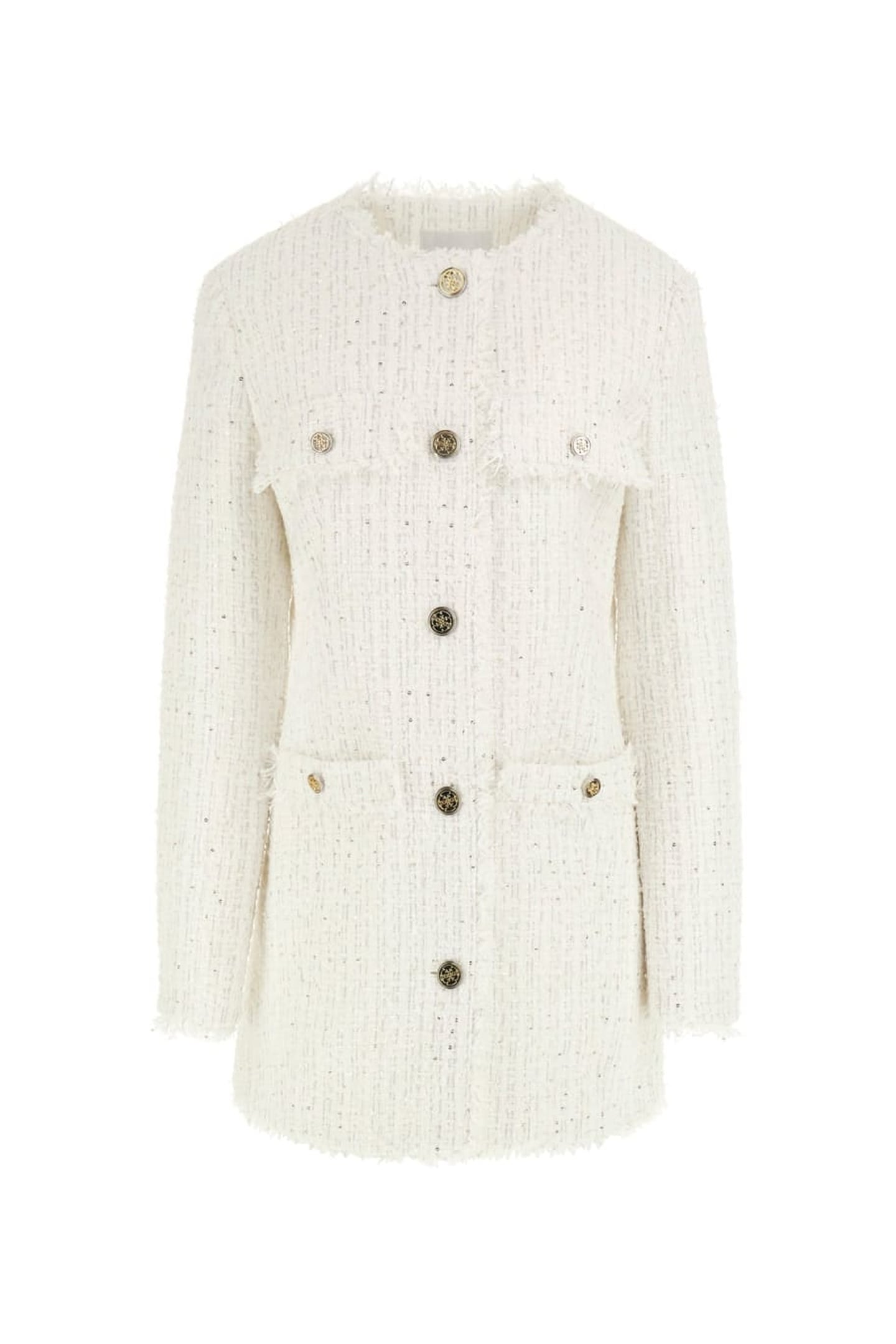 GUESS ECO NOELIE TWEED JACKET CREAM WHITE MULTI 2