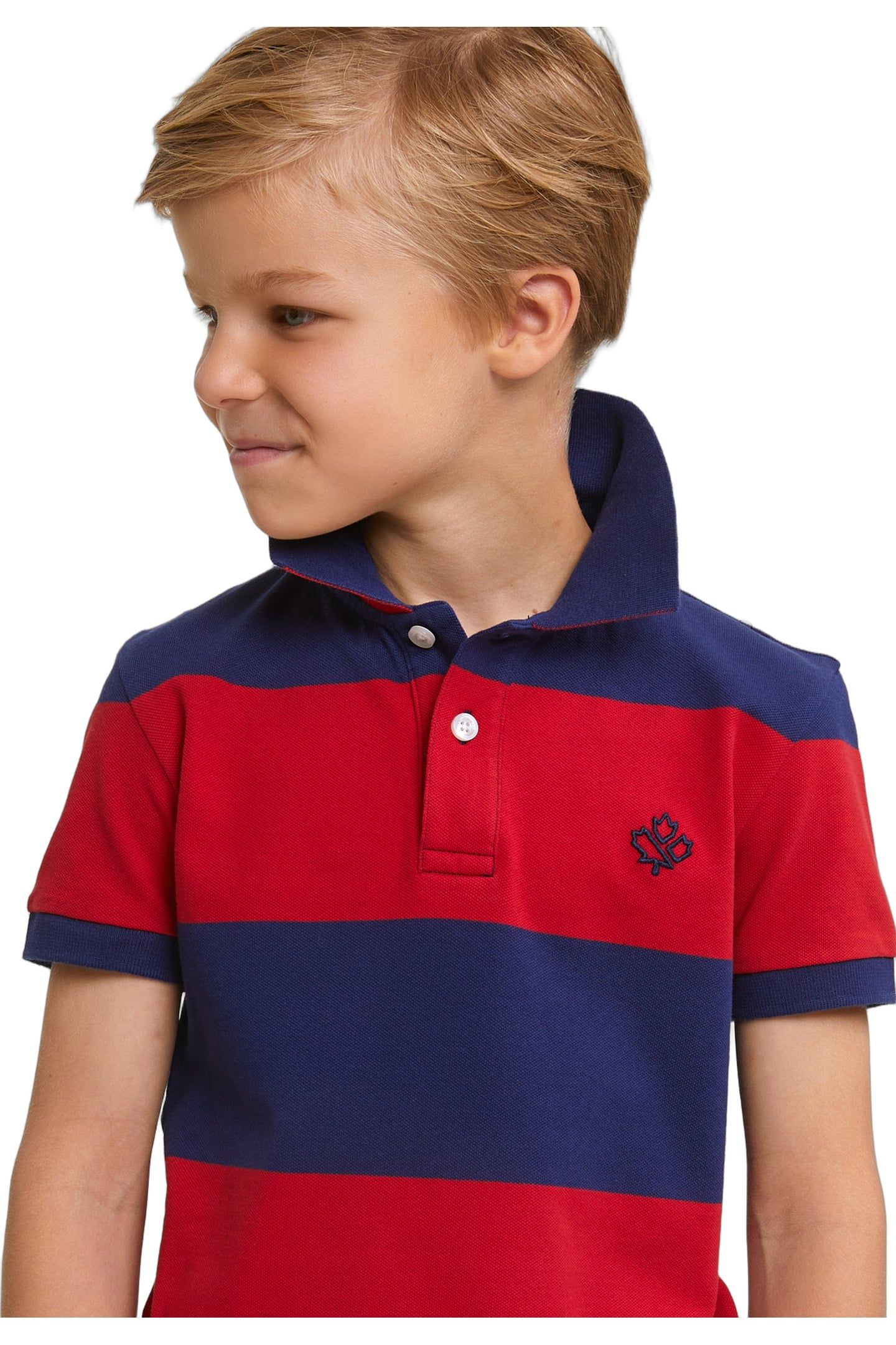 CUSTOM FIT STRIPED STRETCH POLO ROYAL BLUE/HARVARD RED 4