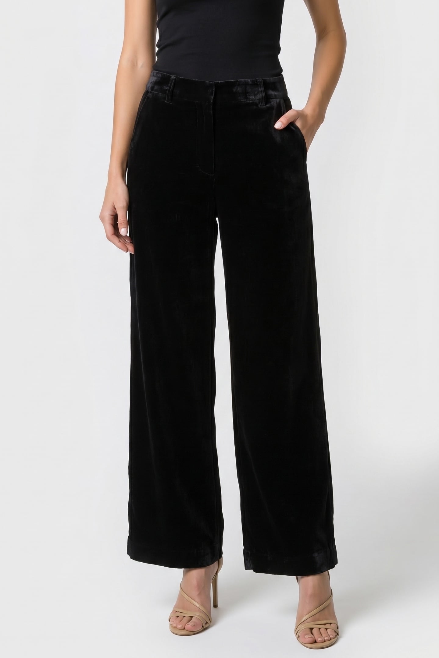 ISOLINE VELVET TROUSERS BLACK 1