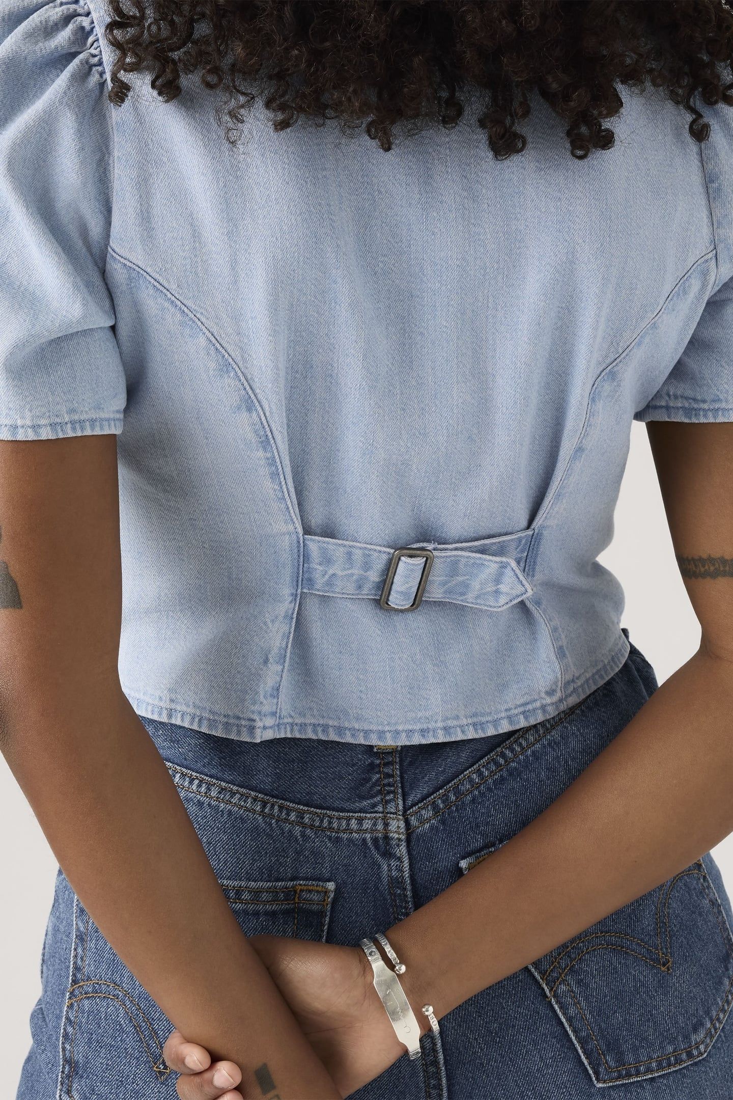 MOXIE SS SLIM DENIM BLOUSE 3