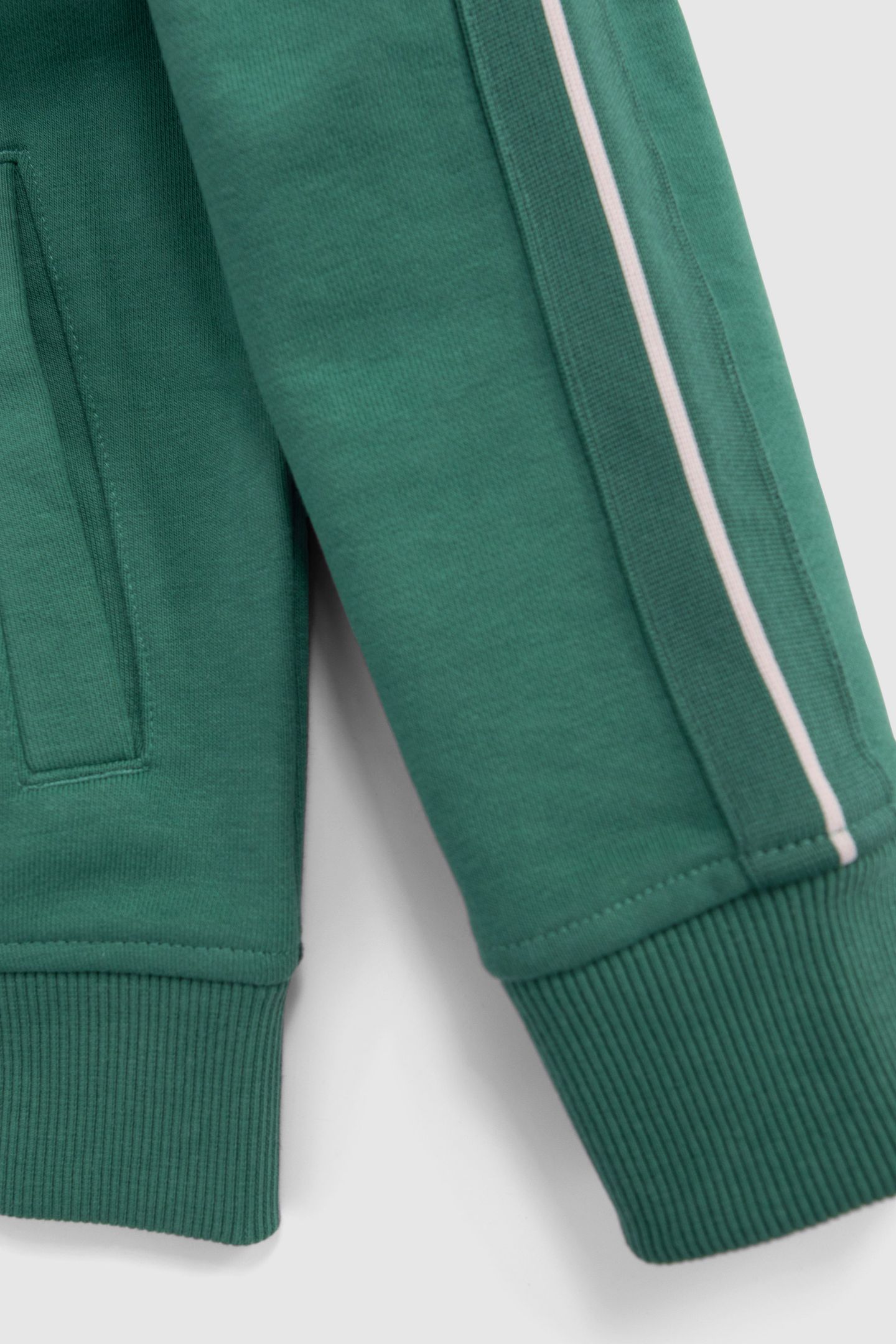 BOYS’ GREEN ZIPPED CARDIGAN WITH STRIPED BRAID ON SLEEVES 4