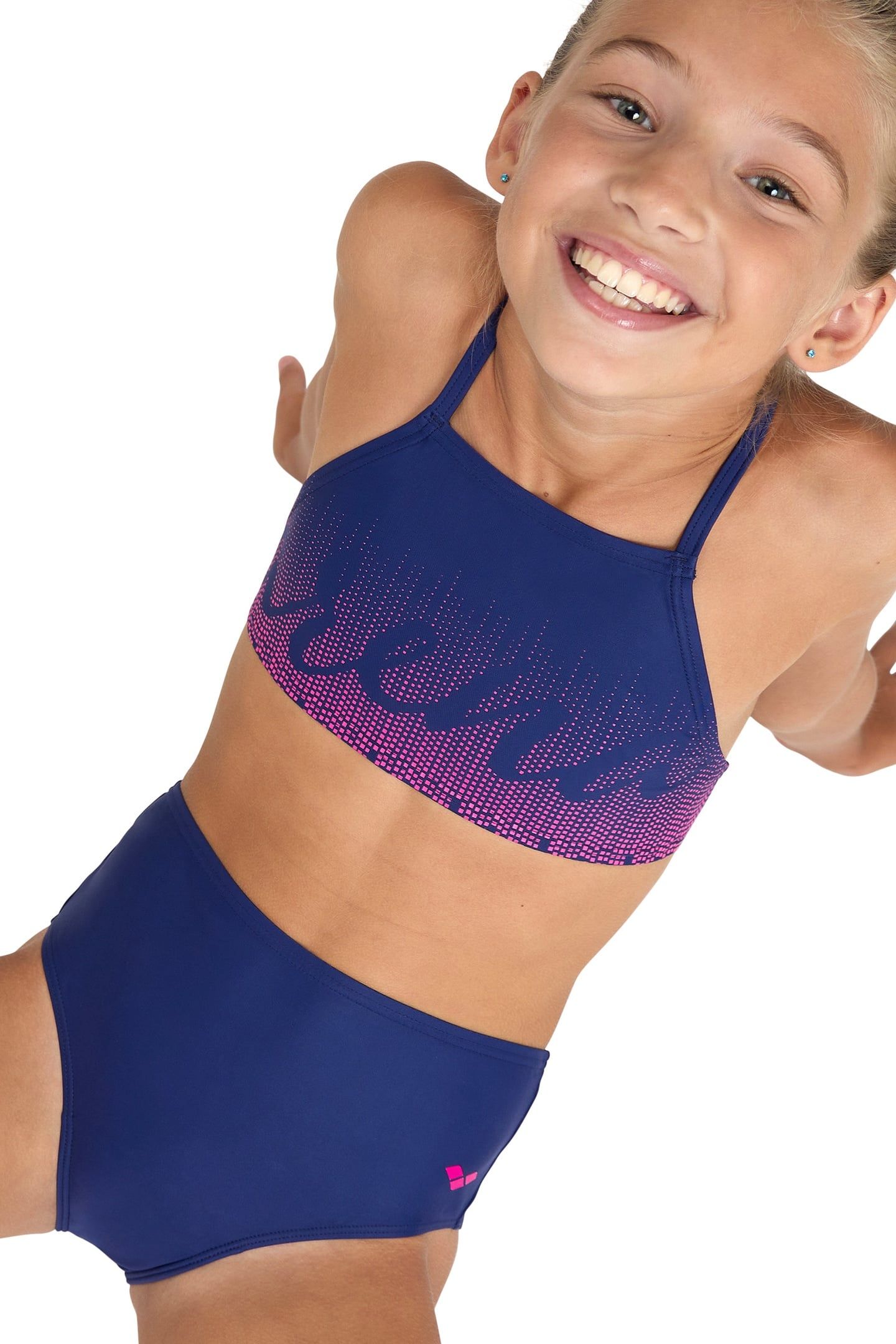 GIRLS' GRAPHIC SWIMSUIT BIKINI CRO NAVY 3