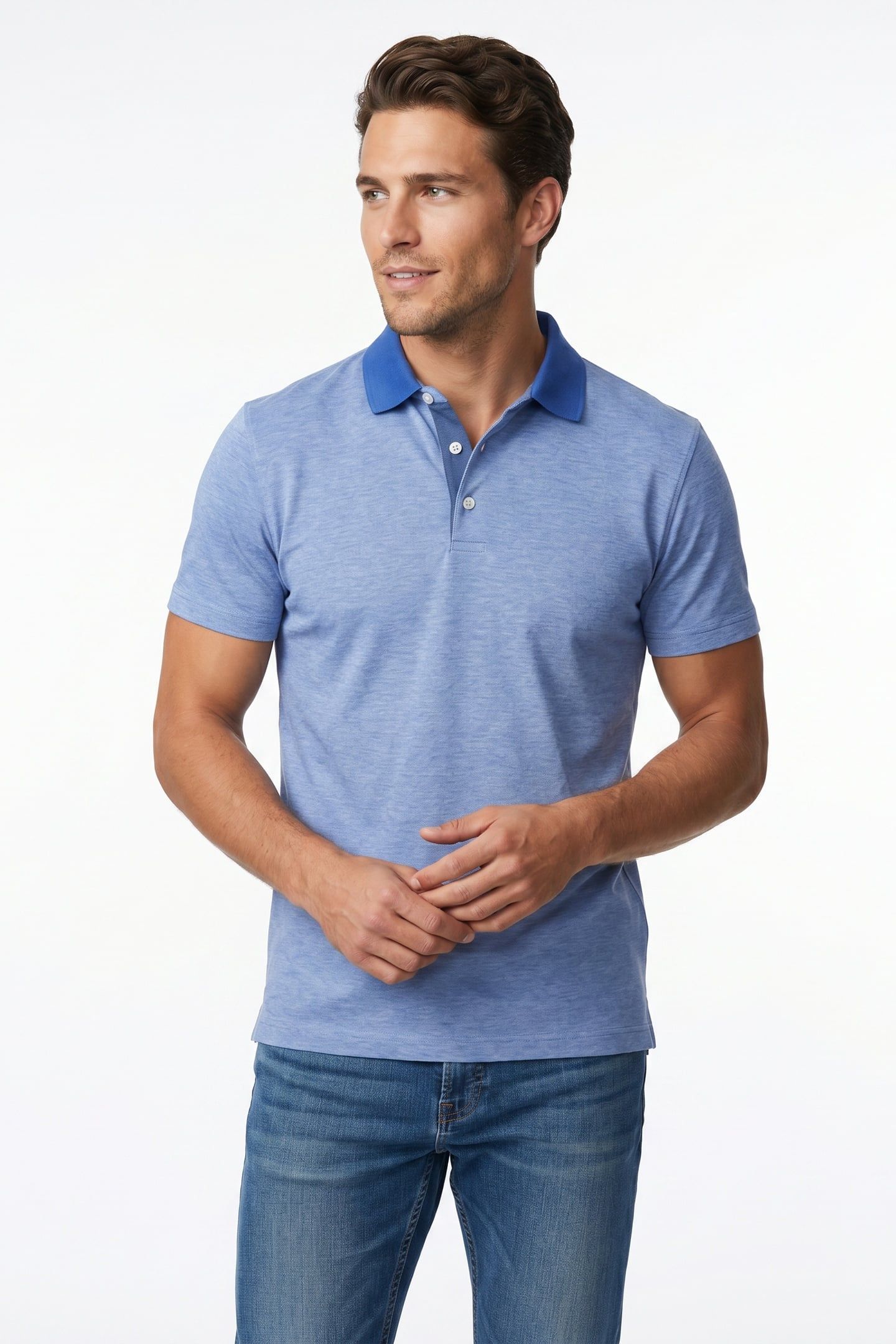 LUX JASPE PIQUE CF SS BLUE 1