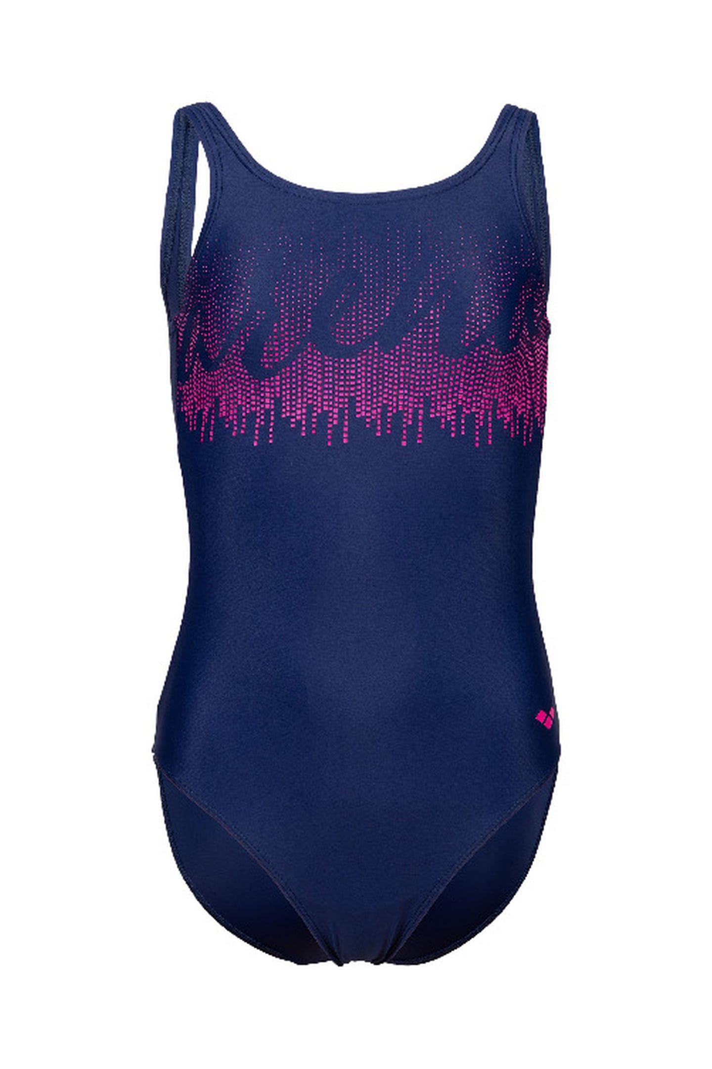 GIRLS' GRAPHIC SWIMSUIT U BACK NAVY 4