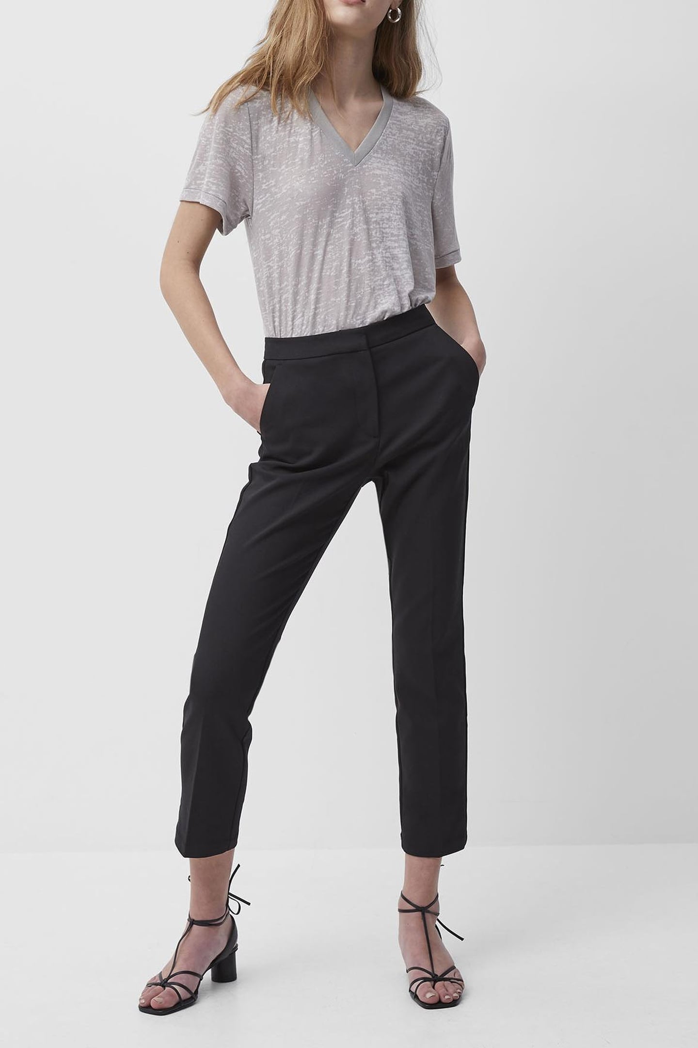 TONIE JRSY V NECK TSHIRT DOVE GREY MEL 2