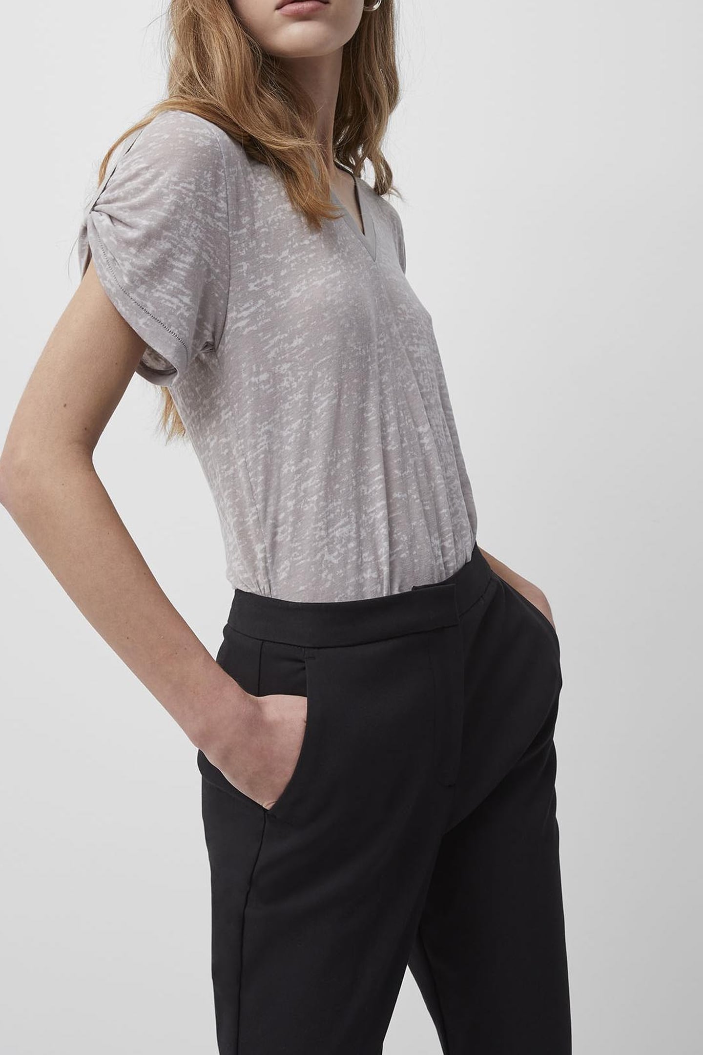 TONIE JRSY V NECK TSHIRT DOVE GREY MEL 3