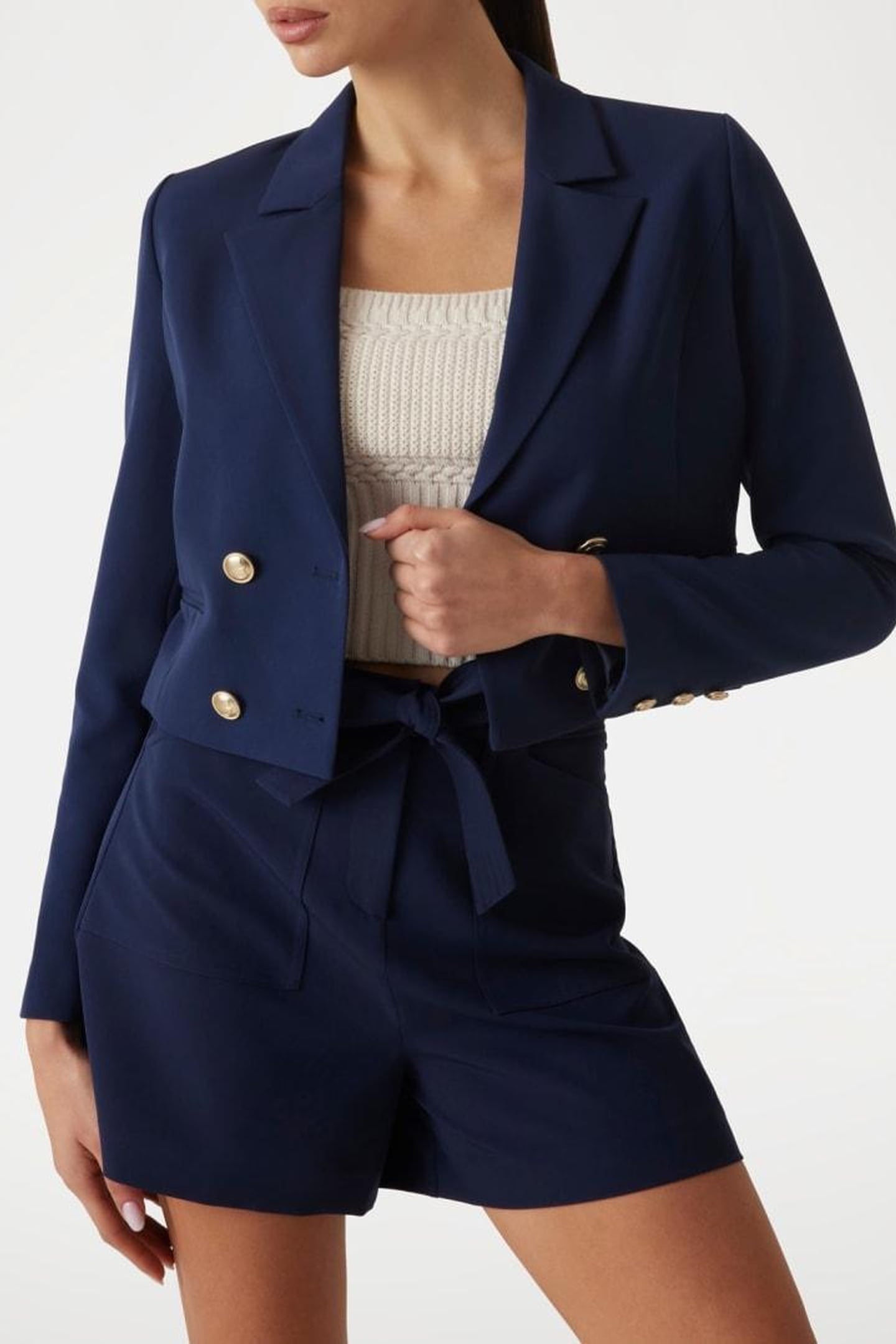 GUESS ECO ANDREE CROP BLAZER BLACKENED BLUE 6