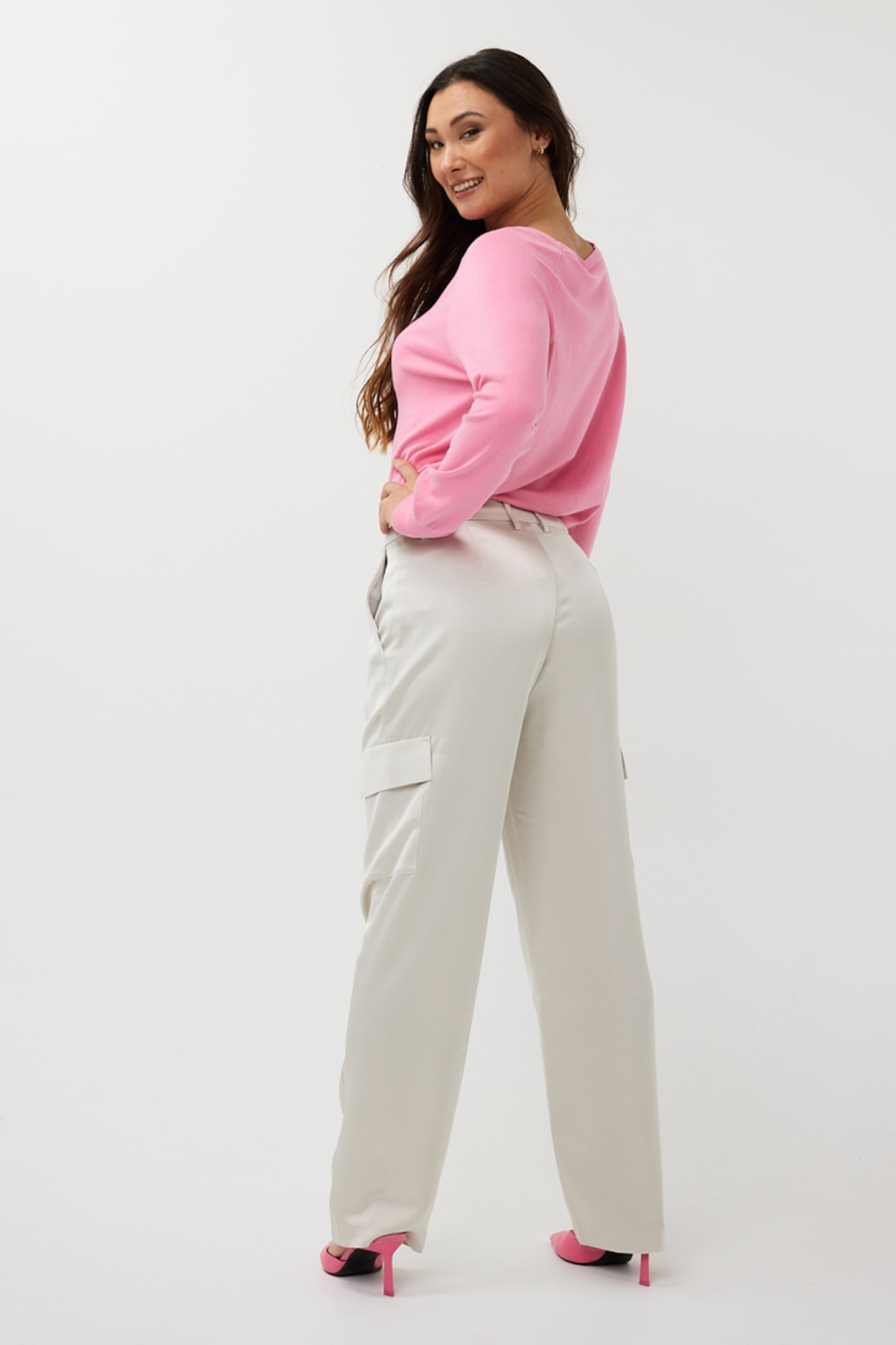TROUSERS CARGO SATIN LIGHT STONE 3