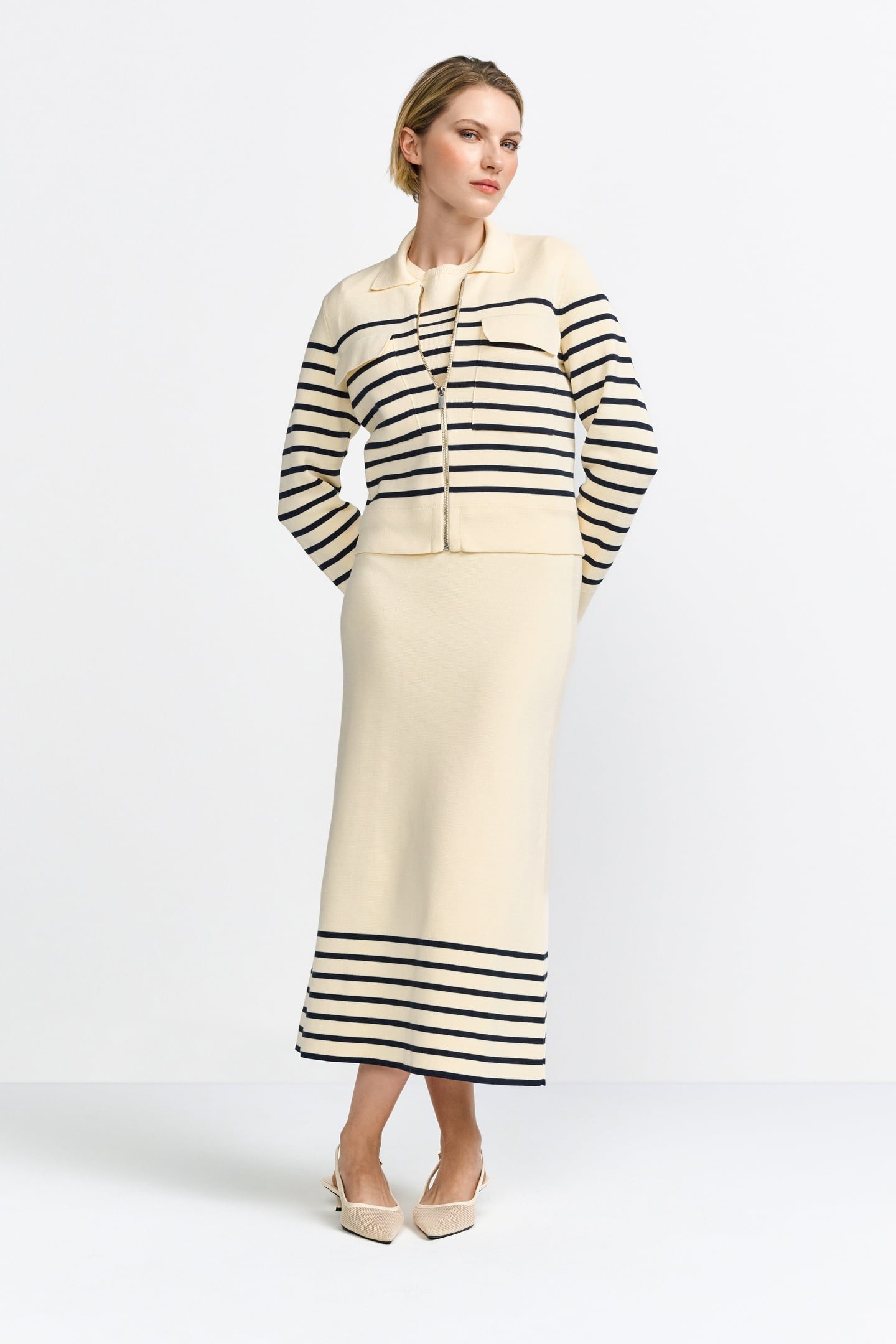 STRIPED KNIT SKIRT PEARL WHITE 3