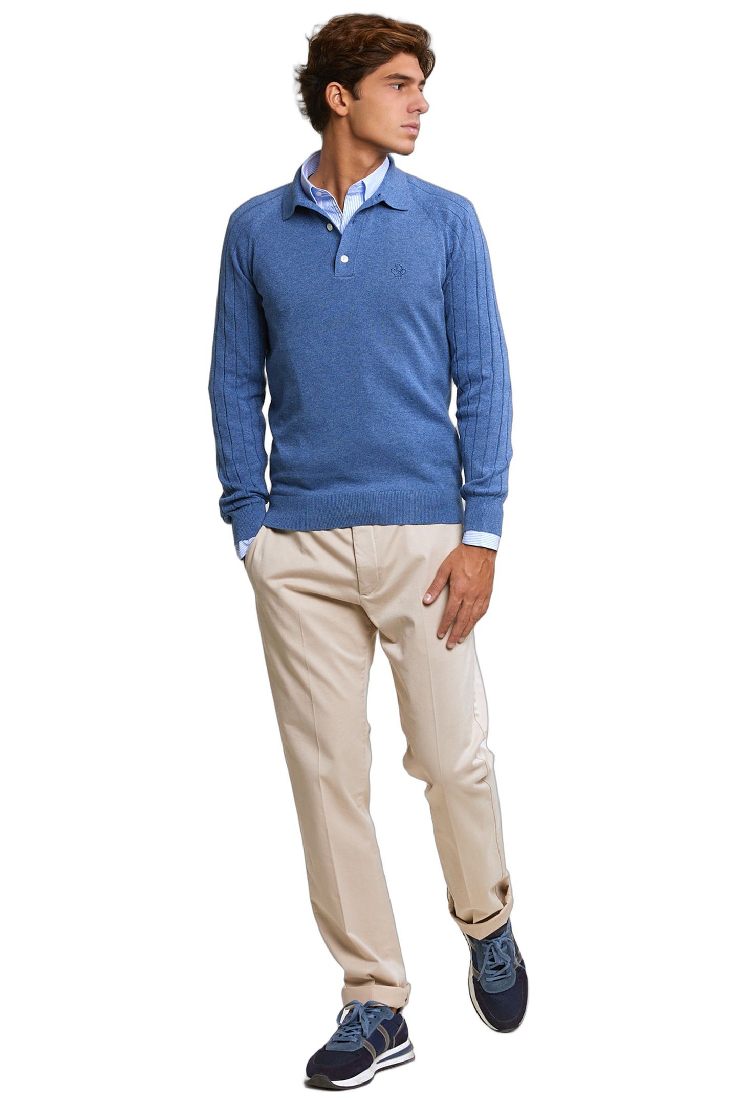 SLIM FIT STRIPED COTTON SHIRT BLUE 2