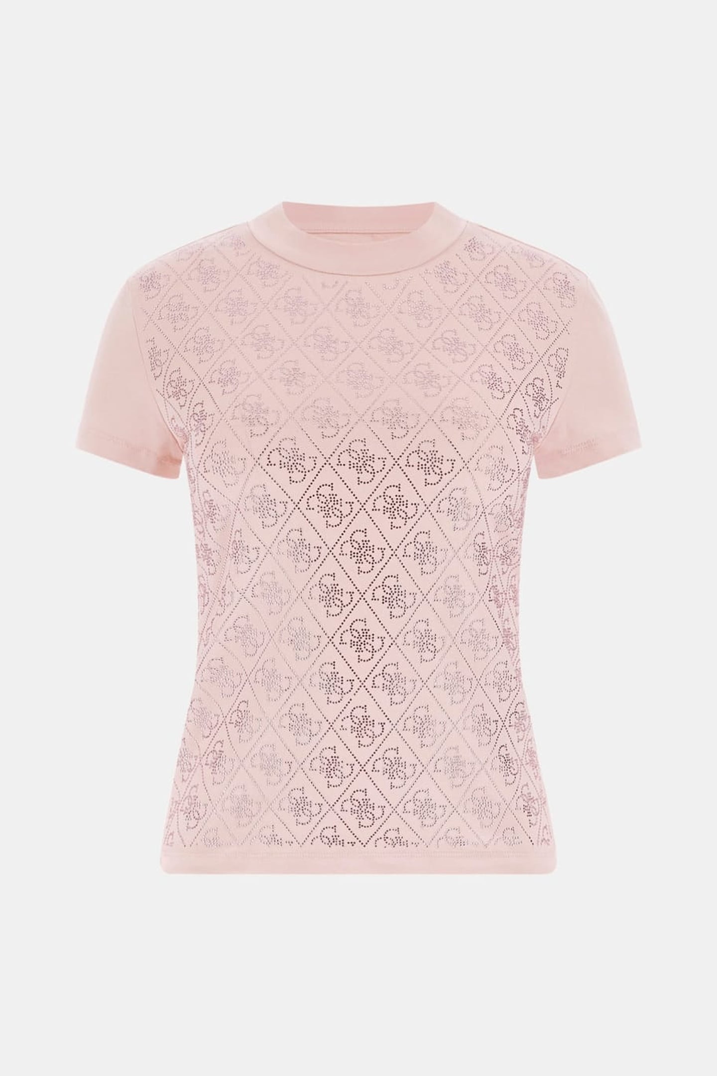 GUESS ECO SS MOCK NECK ALL OVE PINK ROSES 6