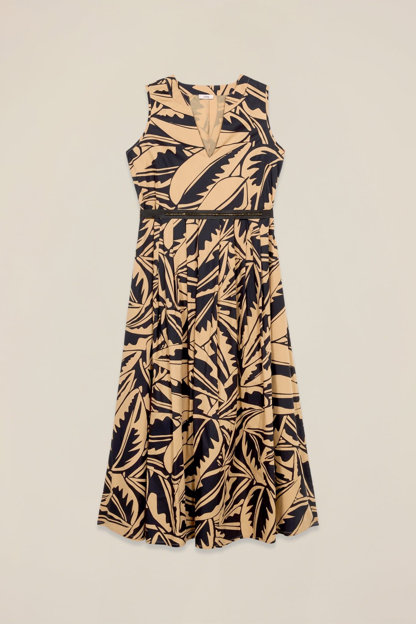 PATTERNED POPLIN DRESS BEIGE 4