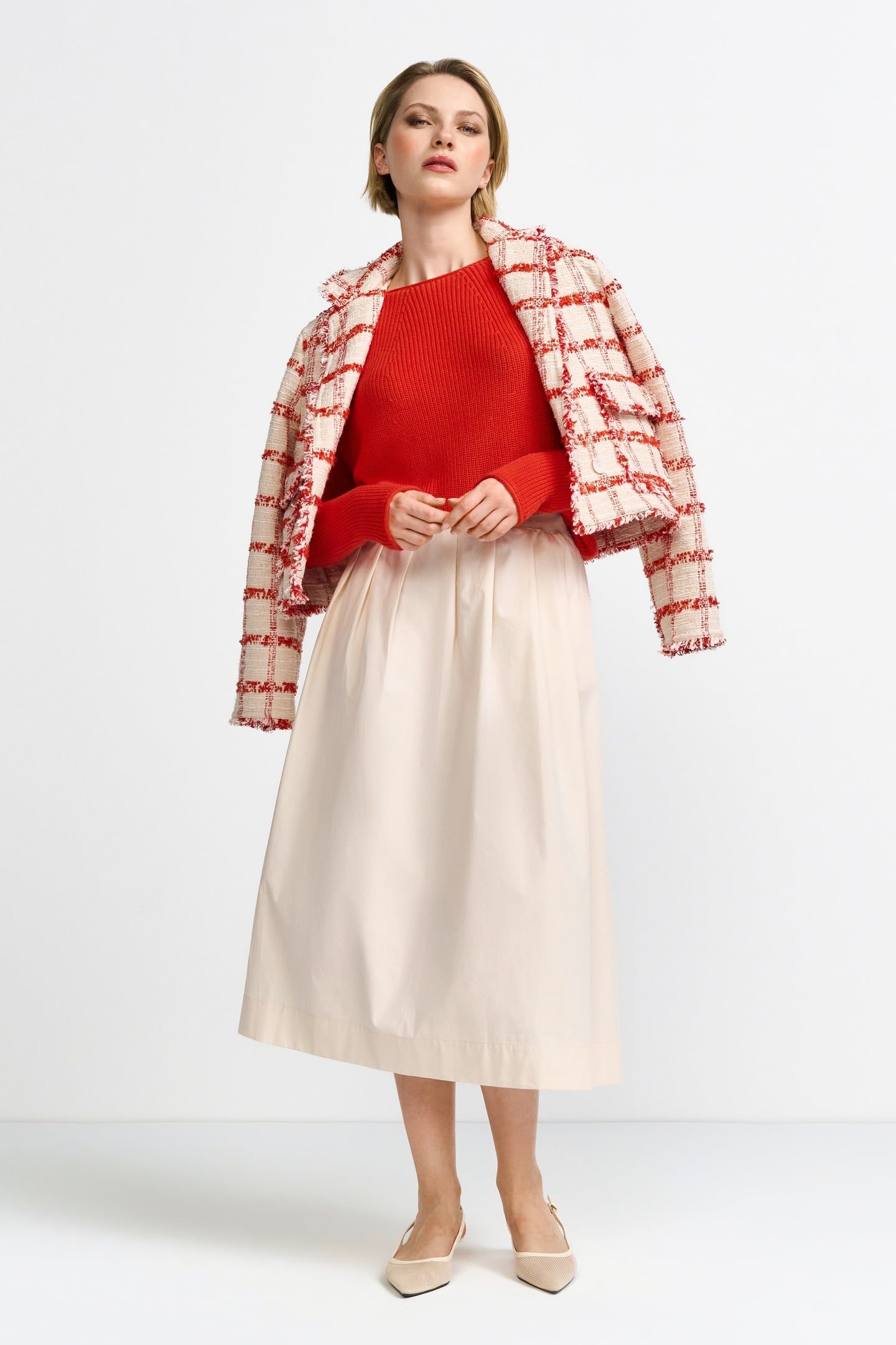 COTTON MIDI SKIRT ORGANIC CAFFEE LATTE 1