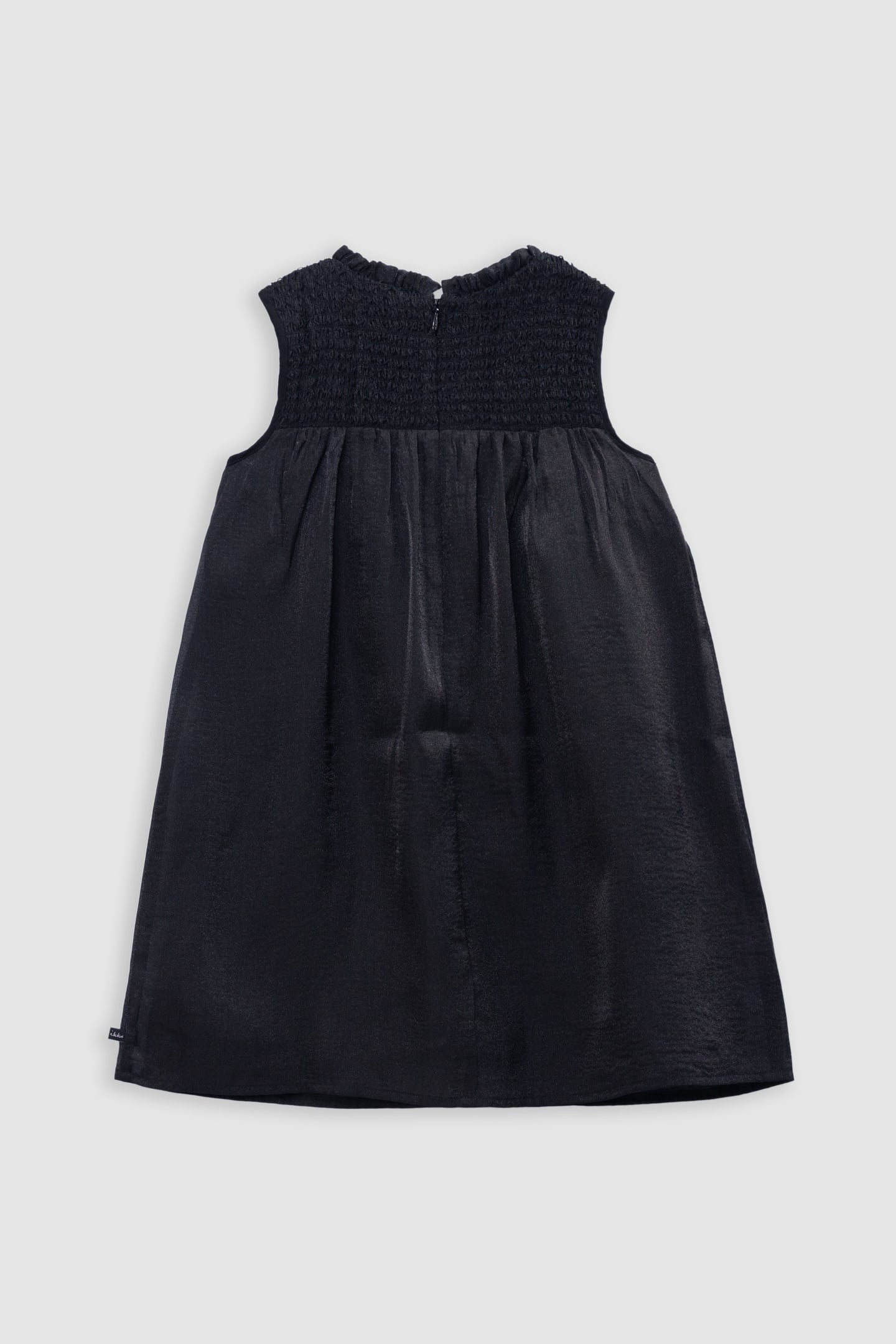 BLACK SATIN DRESS WITH SMOCKED PANEL 2