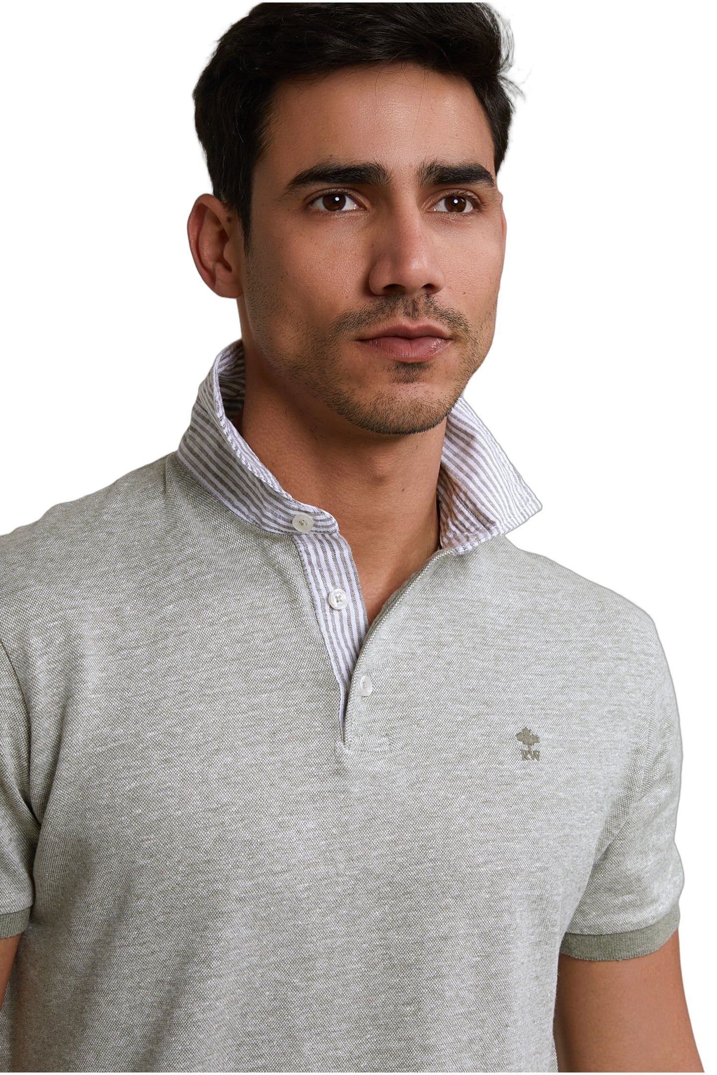 CUSTOM FIT COTTON-LINEN POLO SAFARI MIX 3