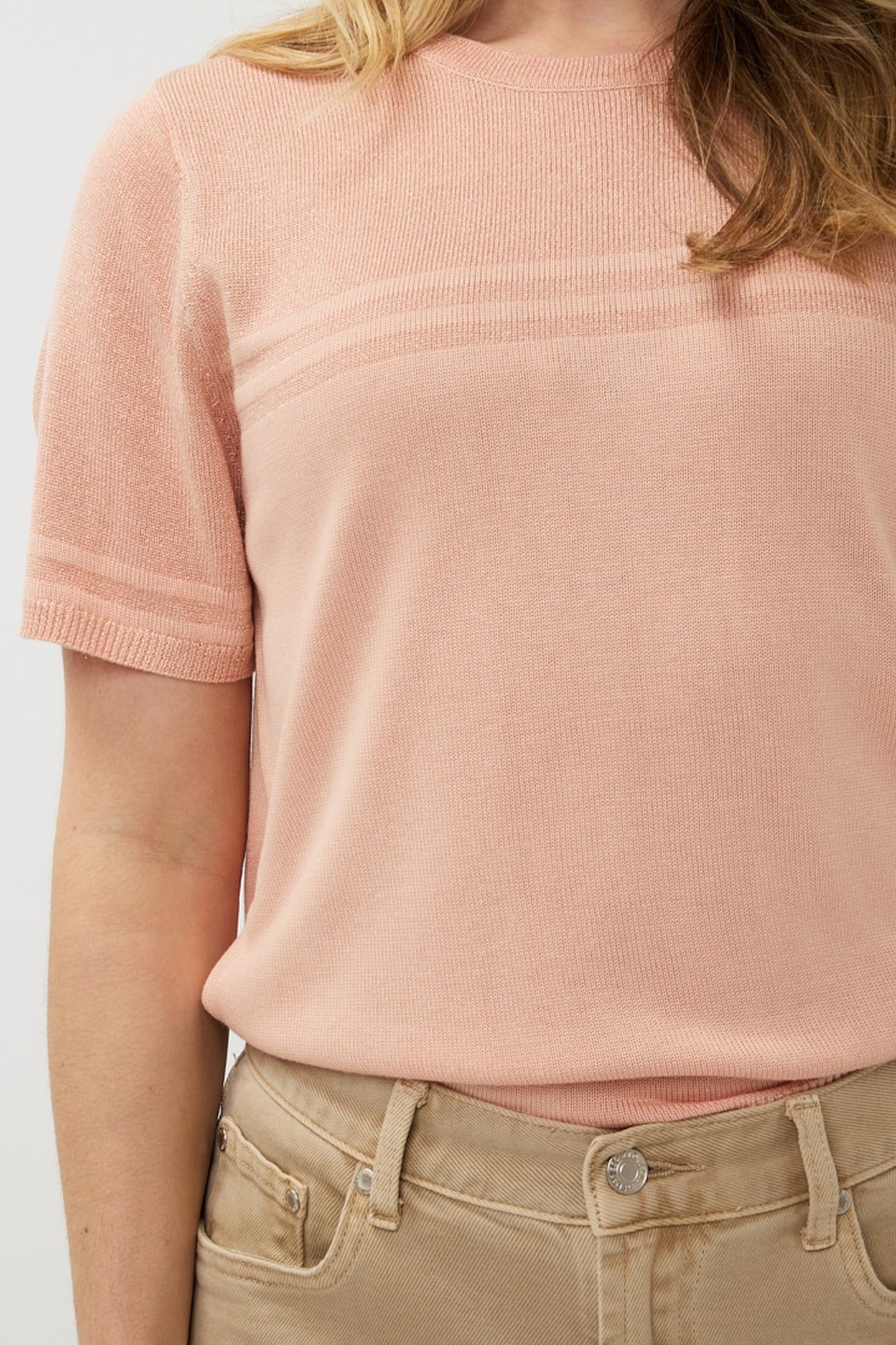 SWEATER S/SLVE STRIPES LUREX LIGHT APRICOT 9