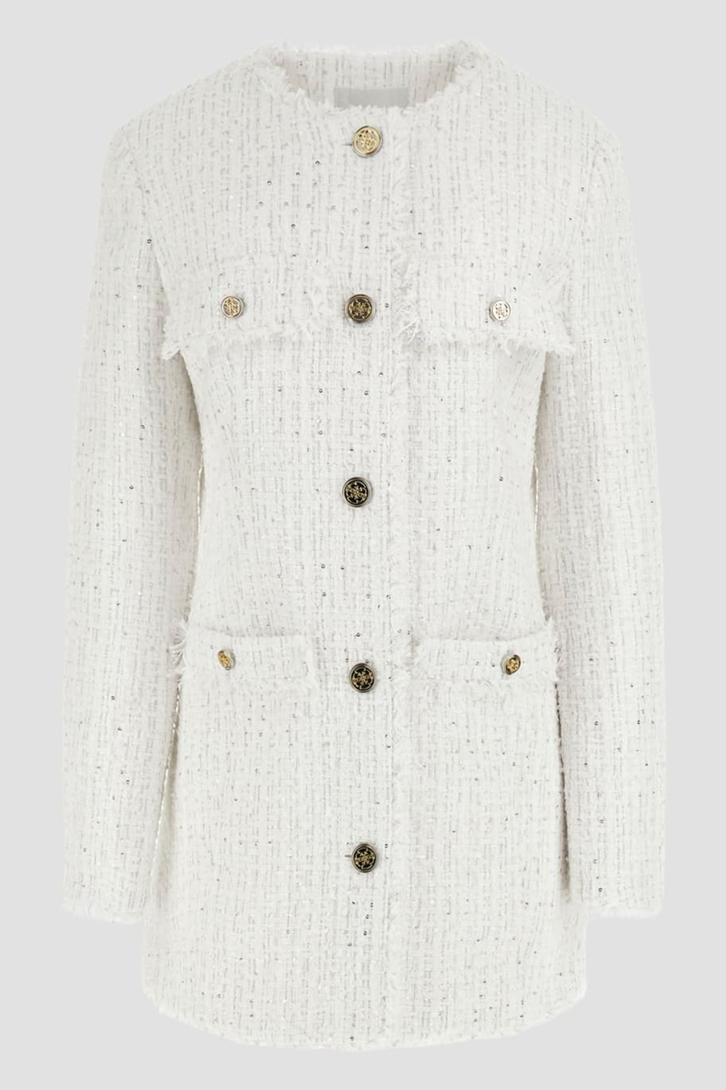 GUESS ECO NOELIE TWEED JACKET CREAM WHITE MULTI 5