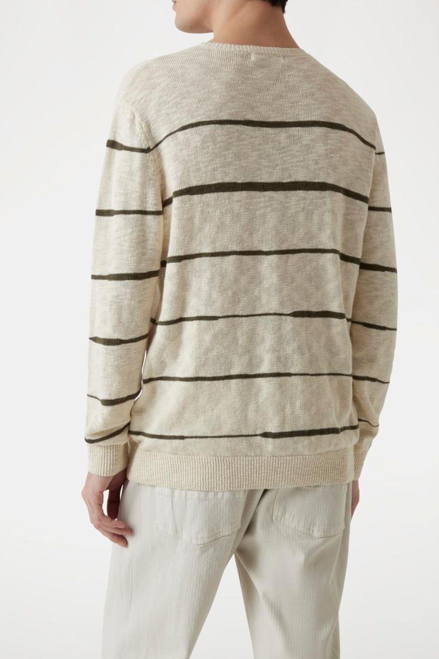 GUESS ECO GRIER CN LS STRIPED QUICKSAND OLIVE IRRE 10