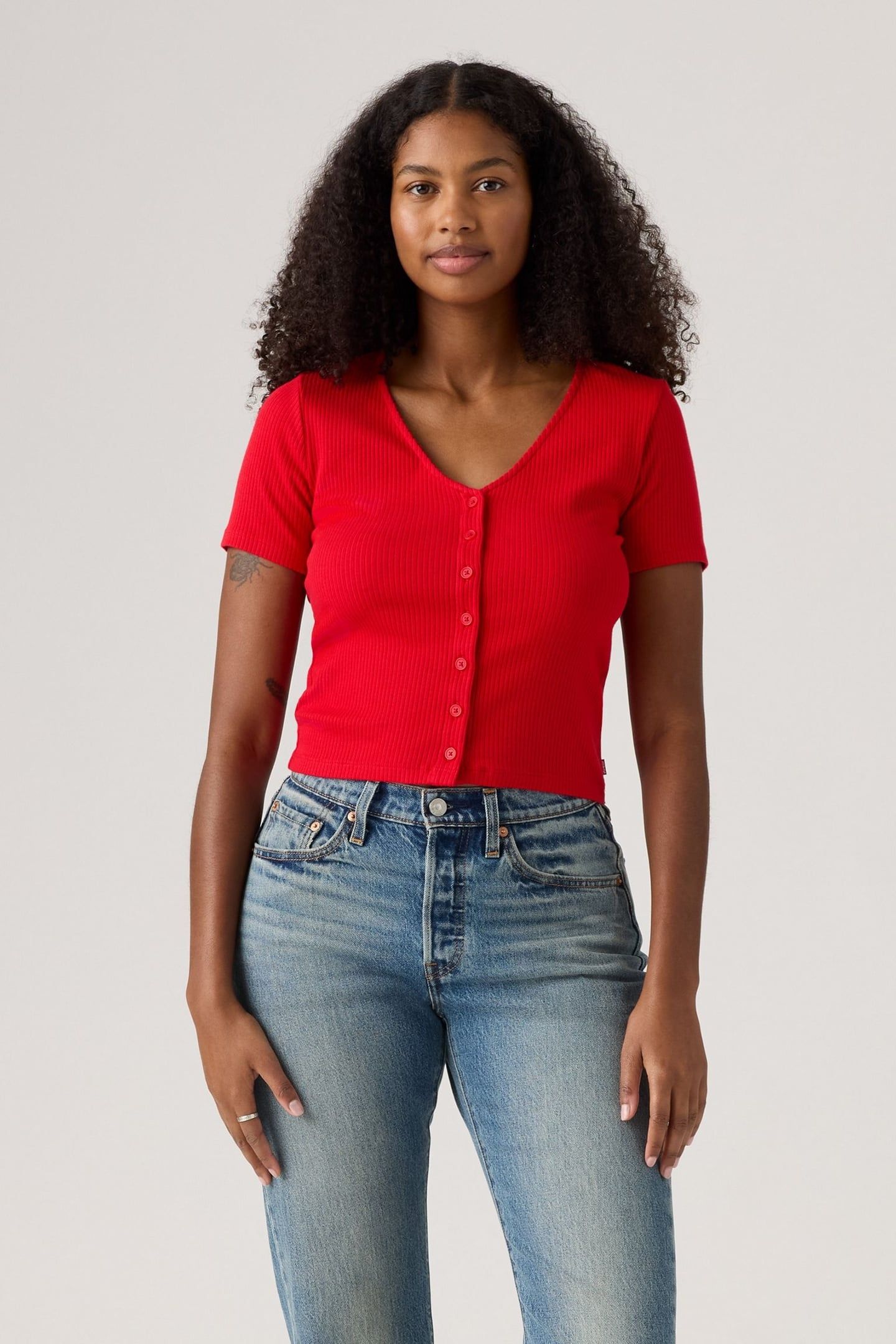 MUSE SS TEE TRUE RED RIB 1