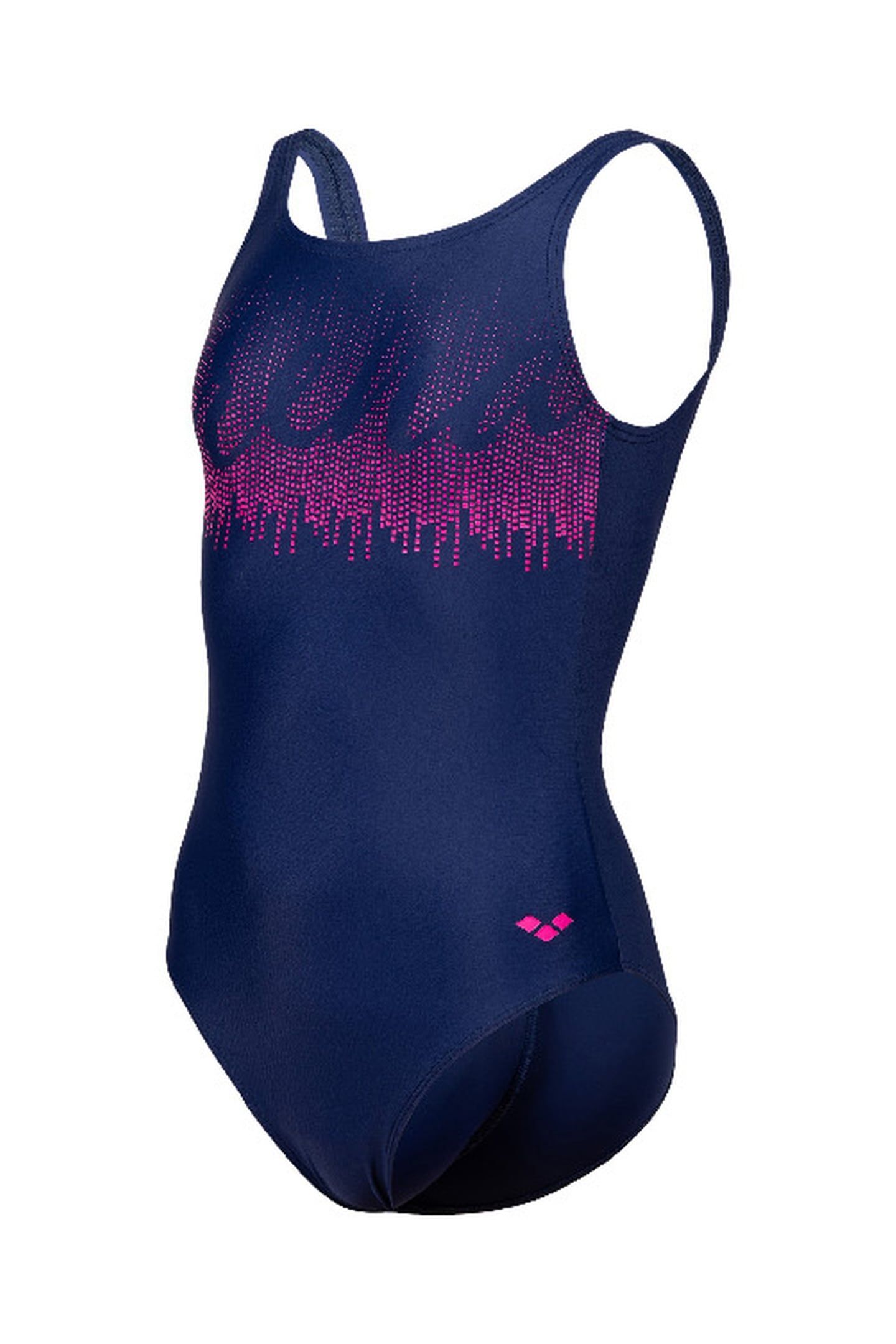 GIRLS' GRAPHIC SWIMSUIT U BACK NAVY 5