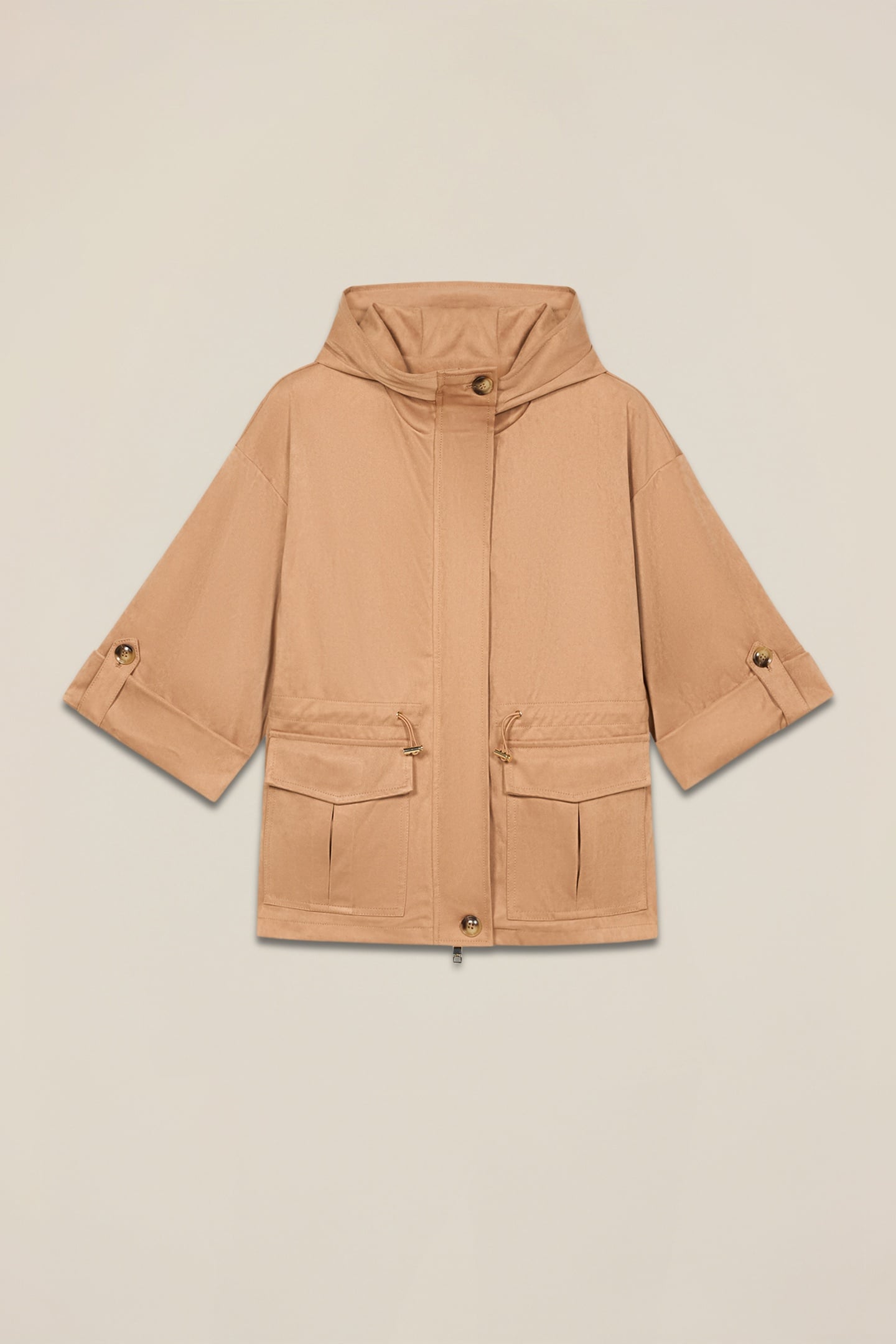 SHORT SUEDE-EFFECT PARKA BEIGE 4