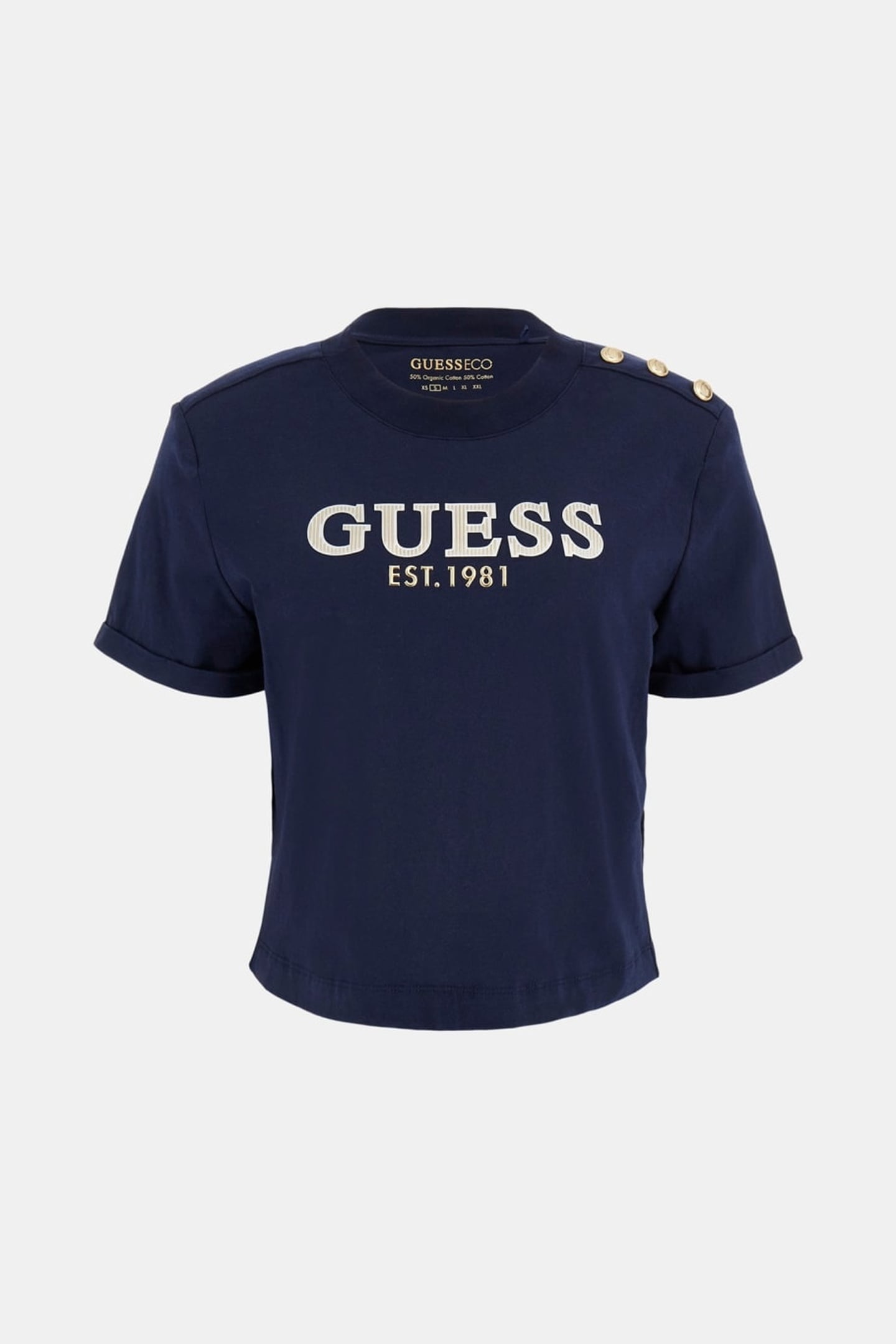 GUESS ECO CN SS CROPPED WASHED BLACKENED BLUE 7