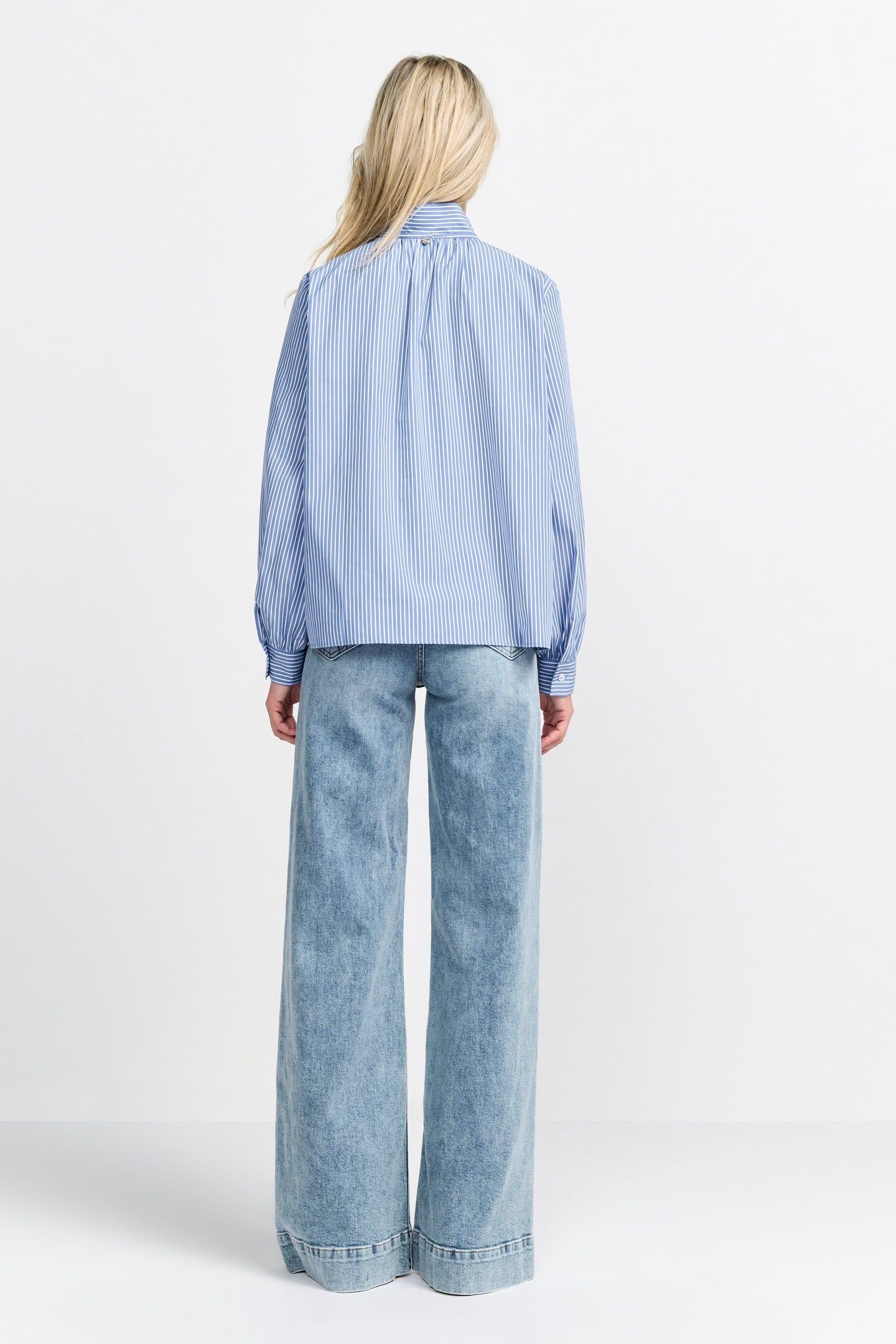 COTTON STRIPE BLOUSE SKYWAY BLUE 3