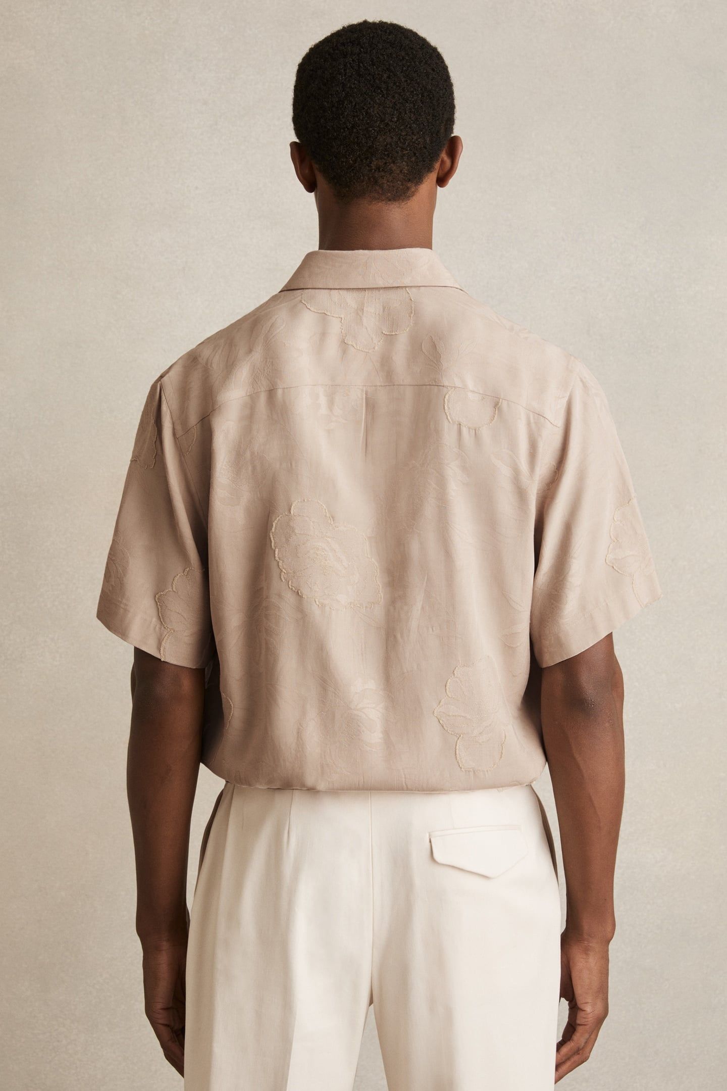 SS FLORAL JACQUARD SHIRT OATMEAL 3