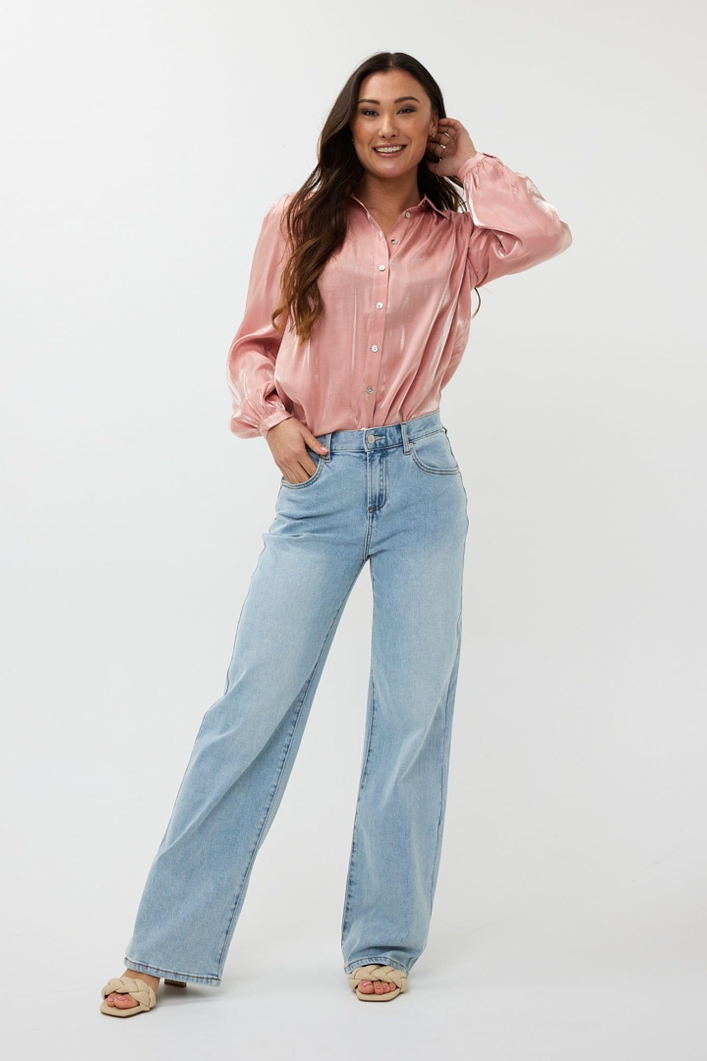 BLOUSE GATHERING CHANGEANT LIGHT PINK 2