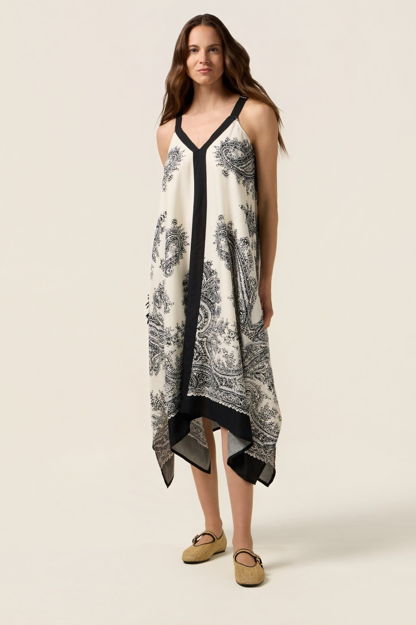 PATTERNED VISCOSE DRESS BLACK 3