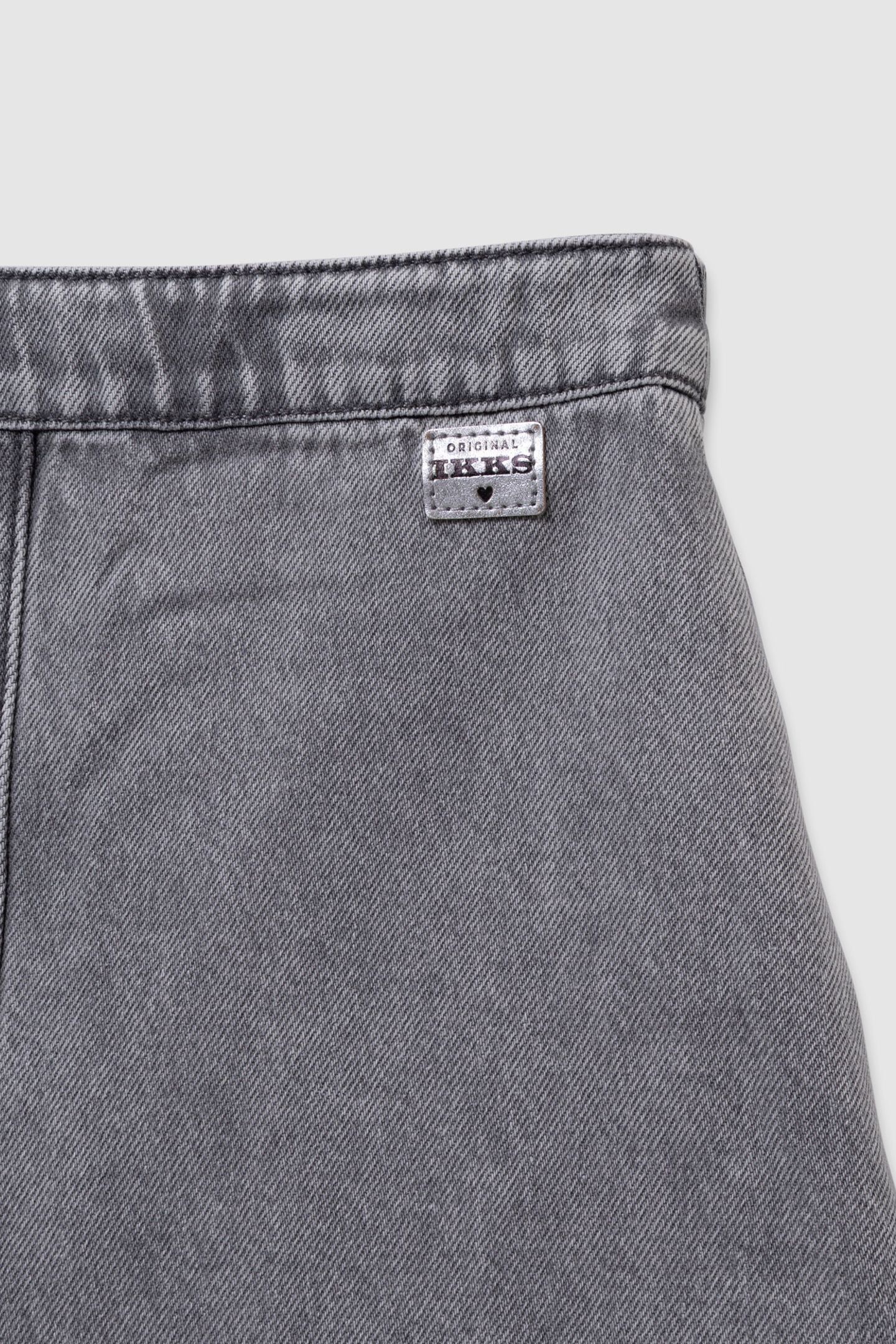 GREY SIDE-PLEATED DENIM SKIRT 6