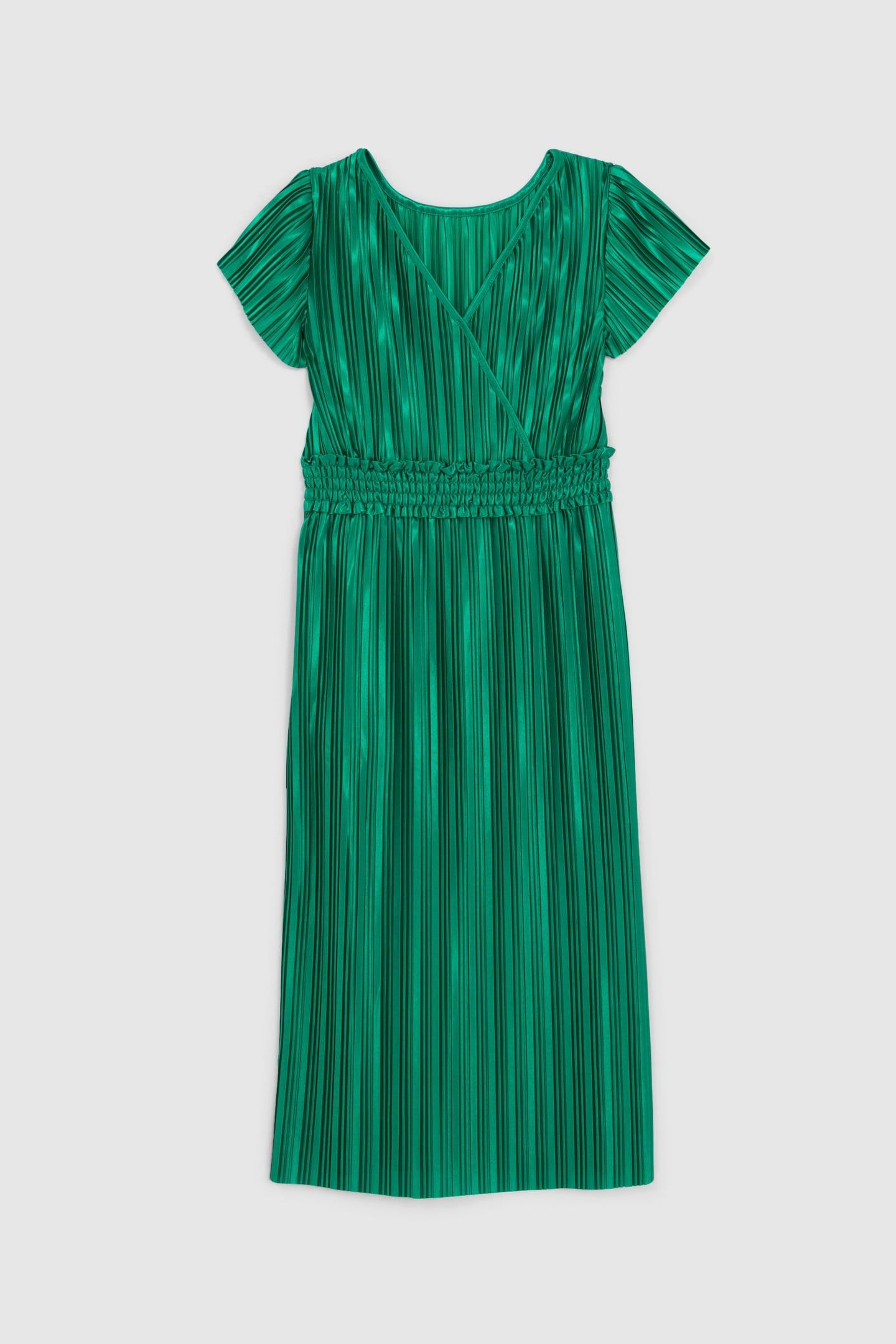 GIRLS’ GREEN PLEATED LONG DRESS 1