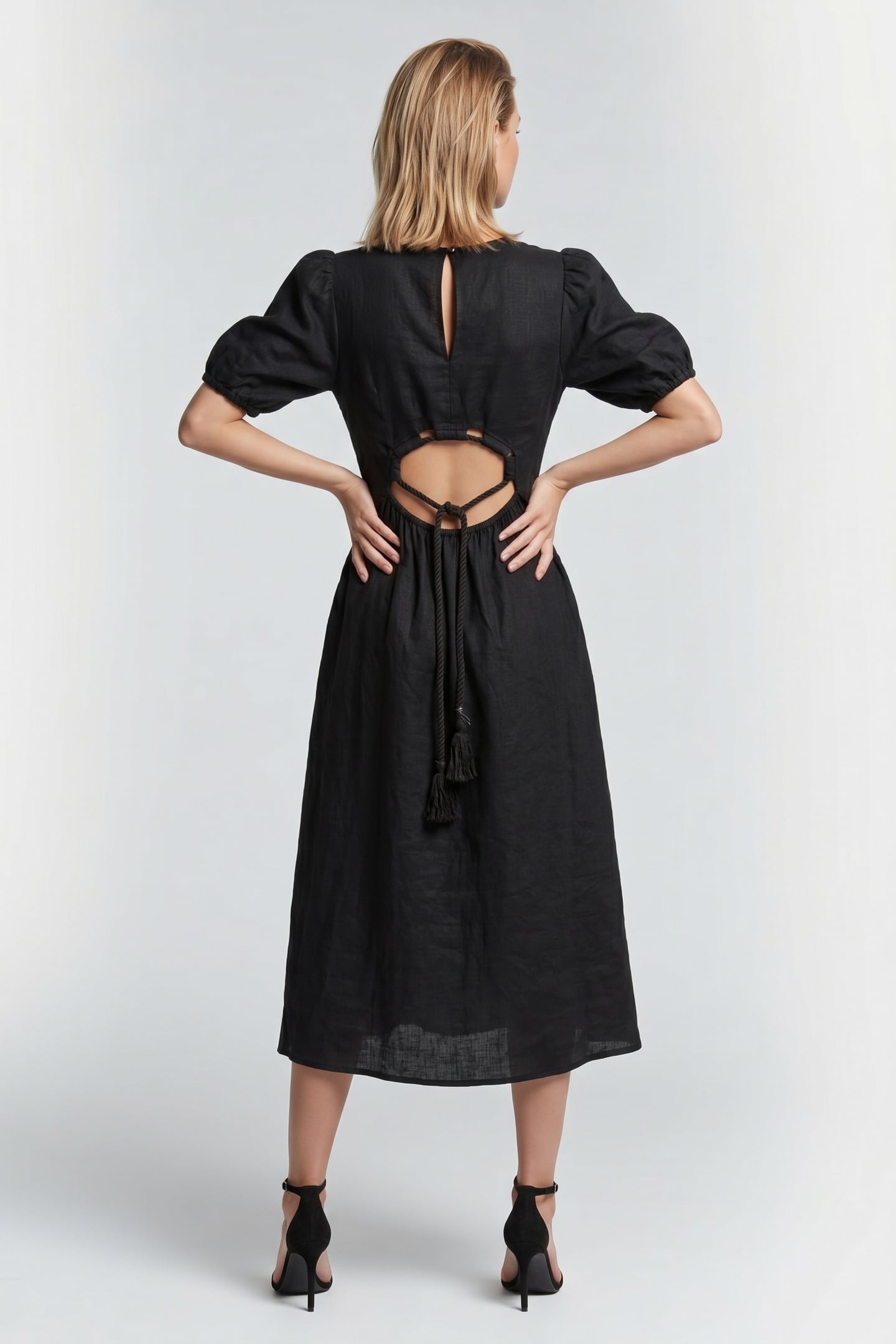 AERONA LINEN DRESS BLACK 2