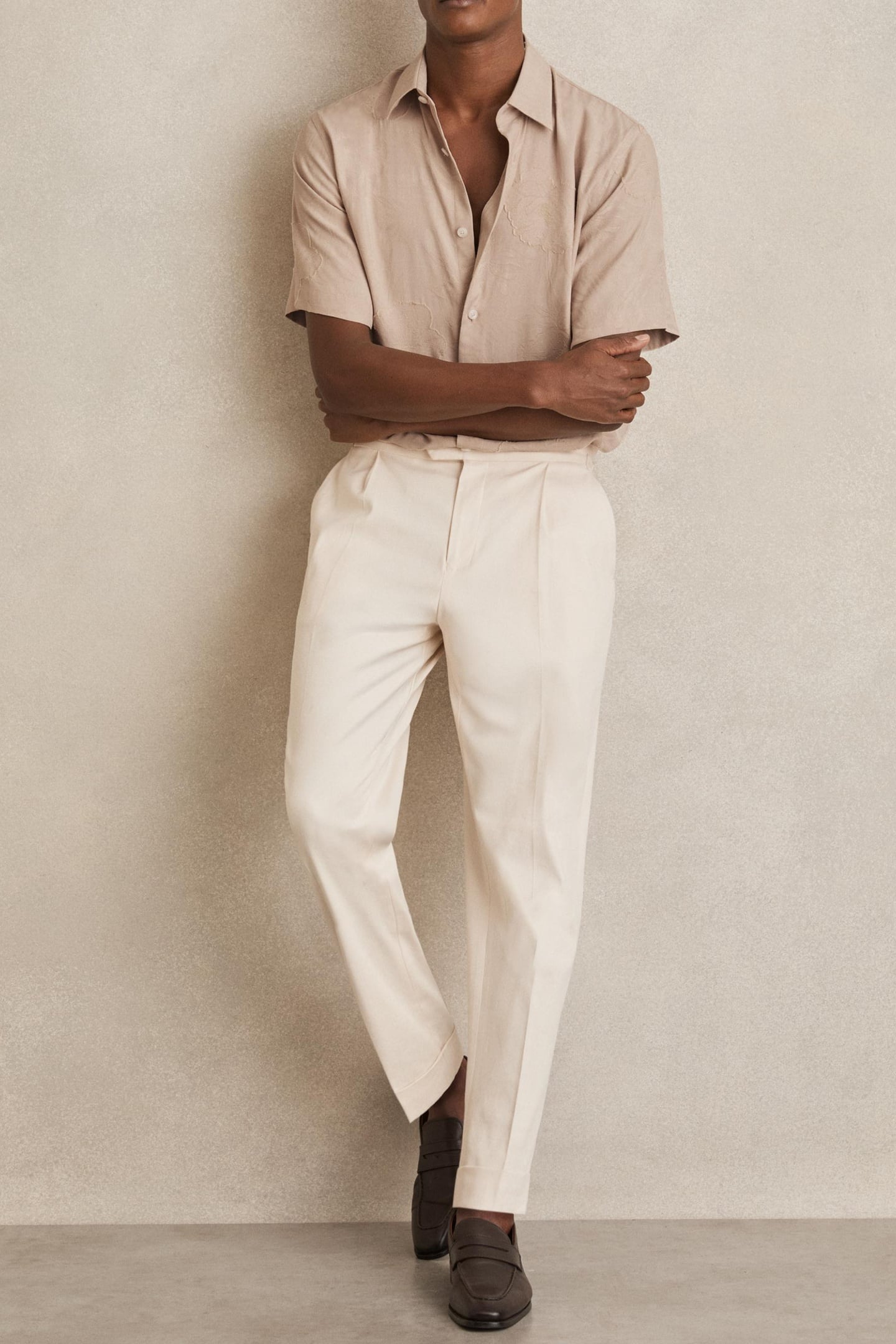 SS FLORAL JACQUARD SHIRT OATMEAL 2