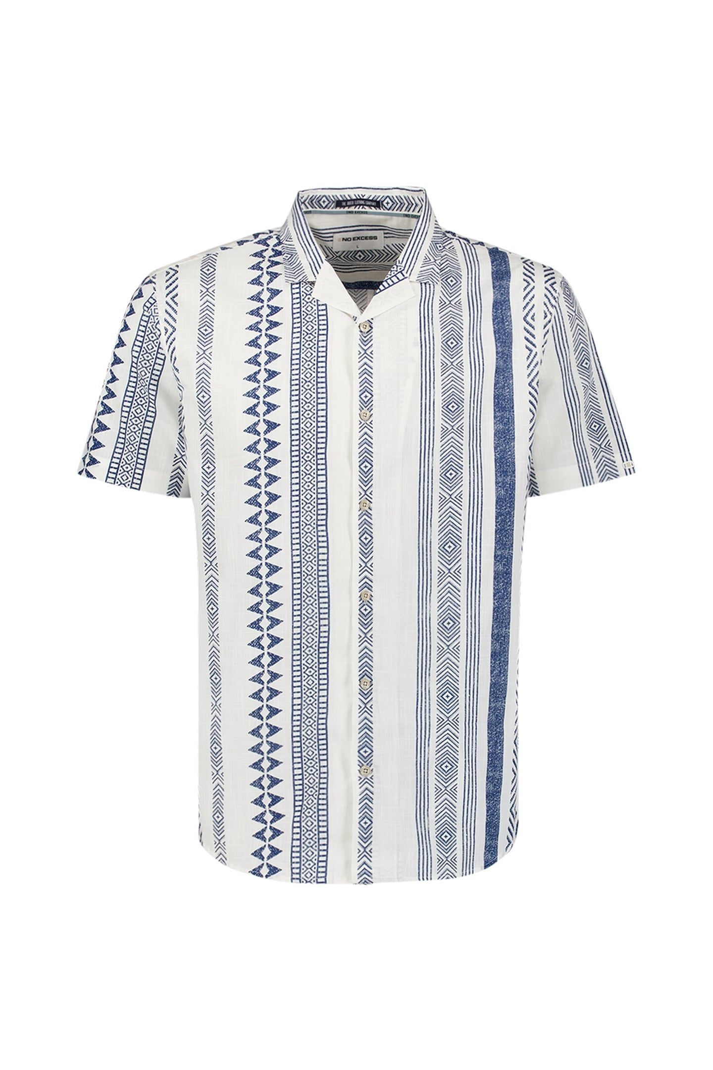 SHIRT SHORT SLEEVE REVERS COLLAR SLUB ALLOVER PRINTED INDIGO 3