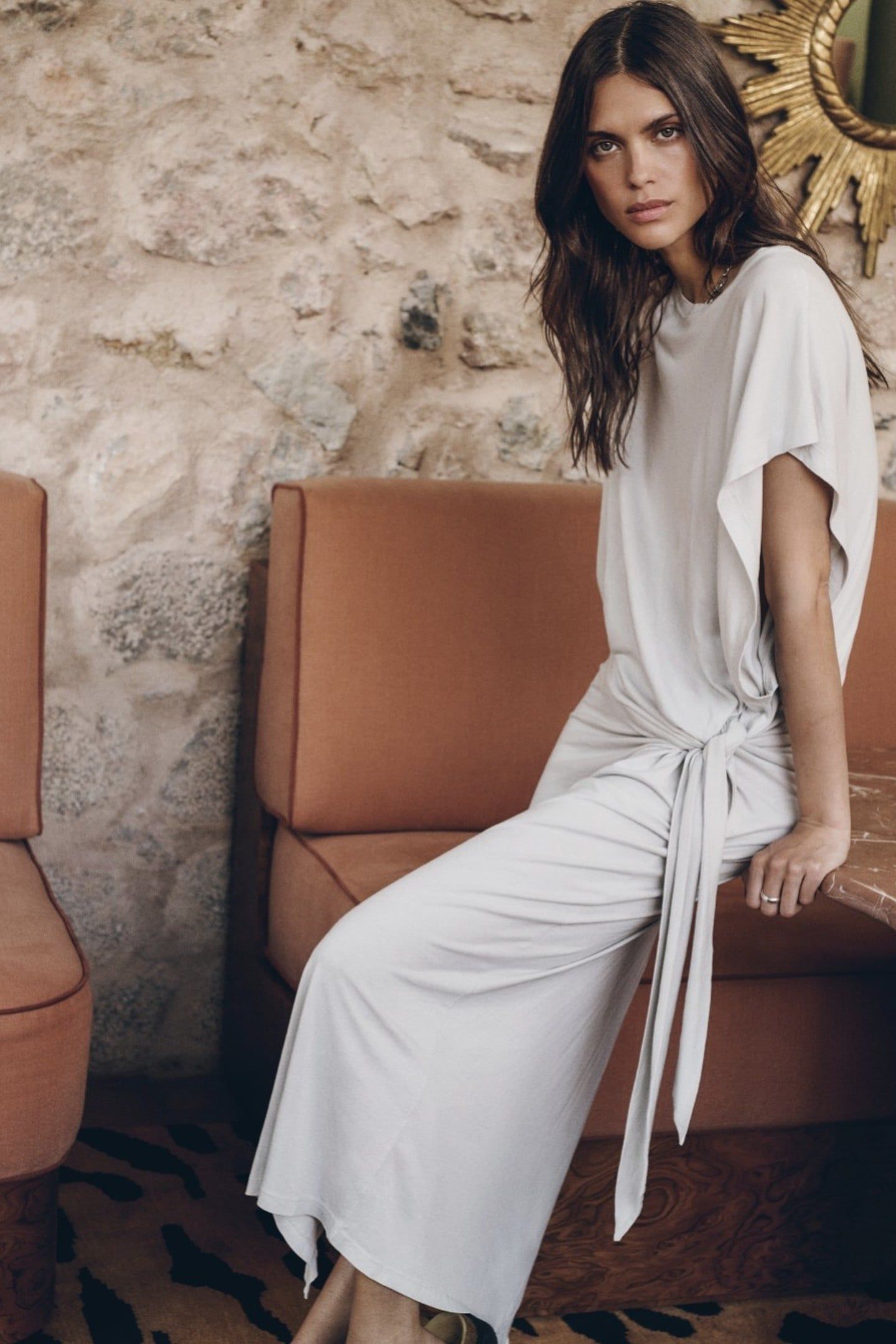 THE LIGHT LONG KNOTTED BATWING DRESS WHITE 2