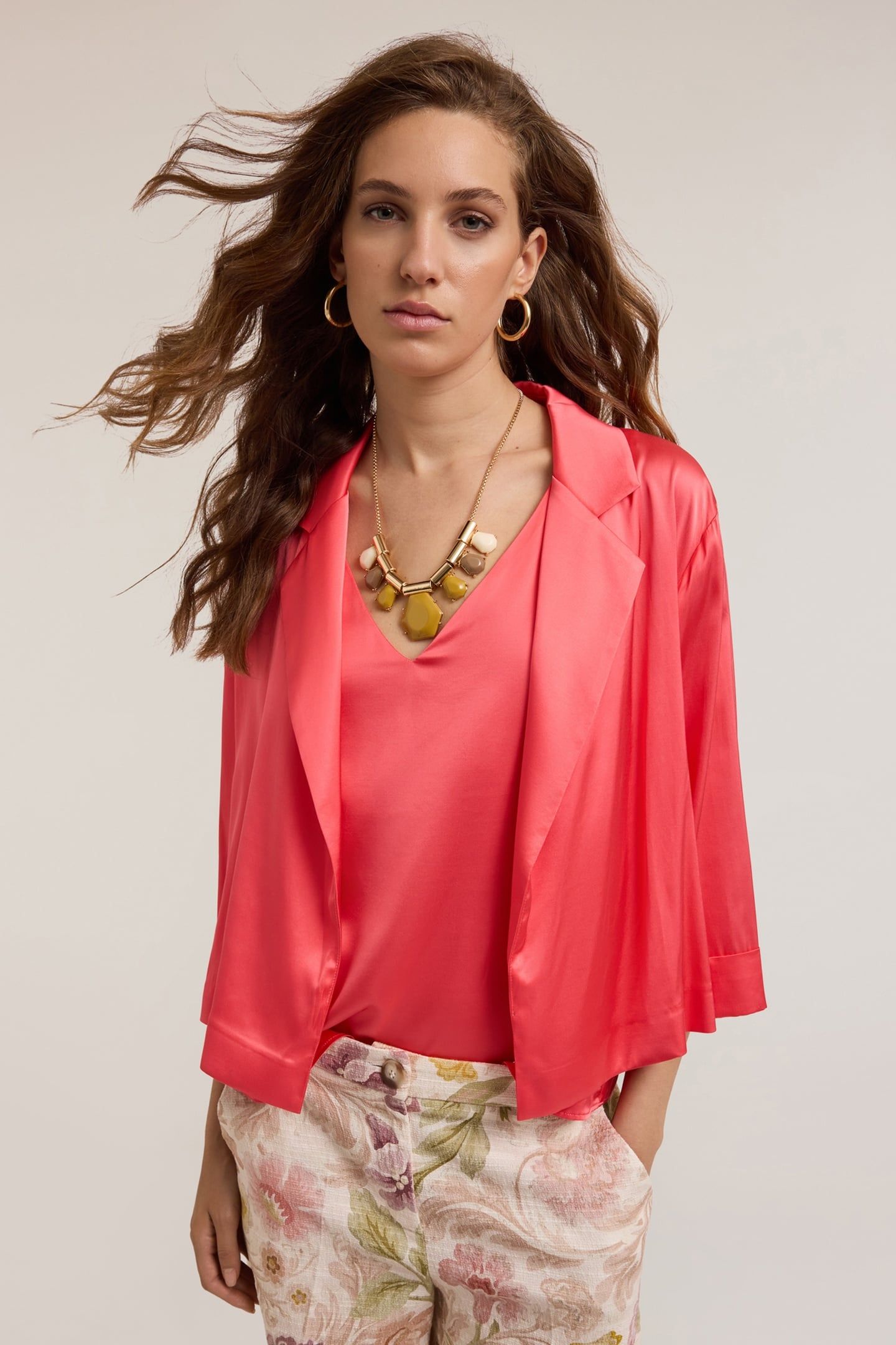 STRETCH SATIN DECONSTRUCTED JACKET PINK 4