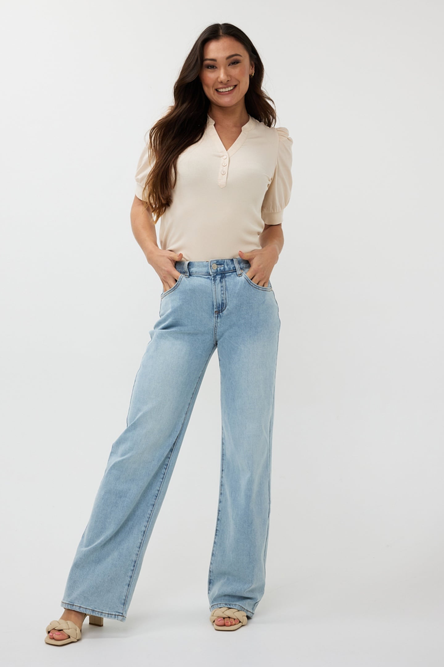 TOP WIDE RIB WOVEN SLEEVE SAND 3